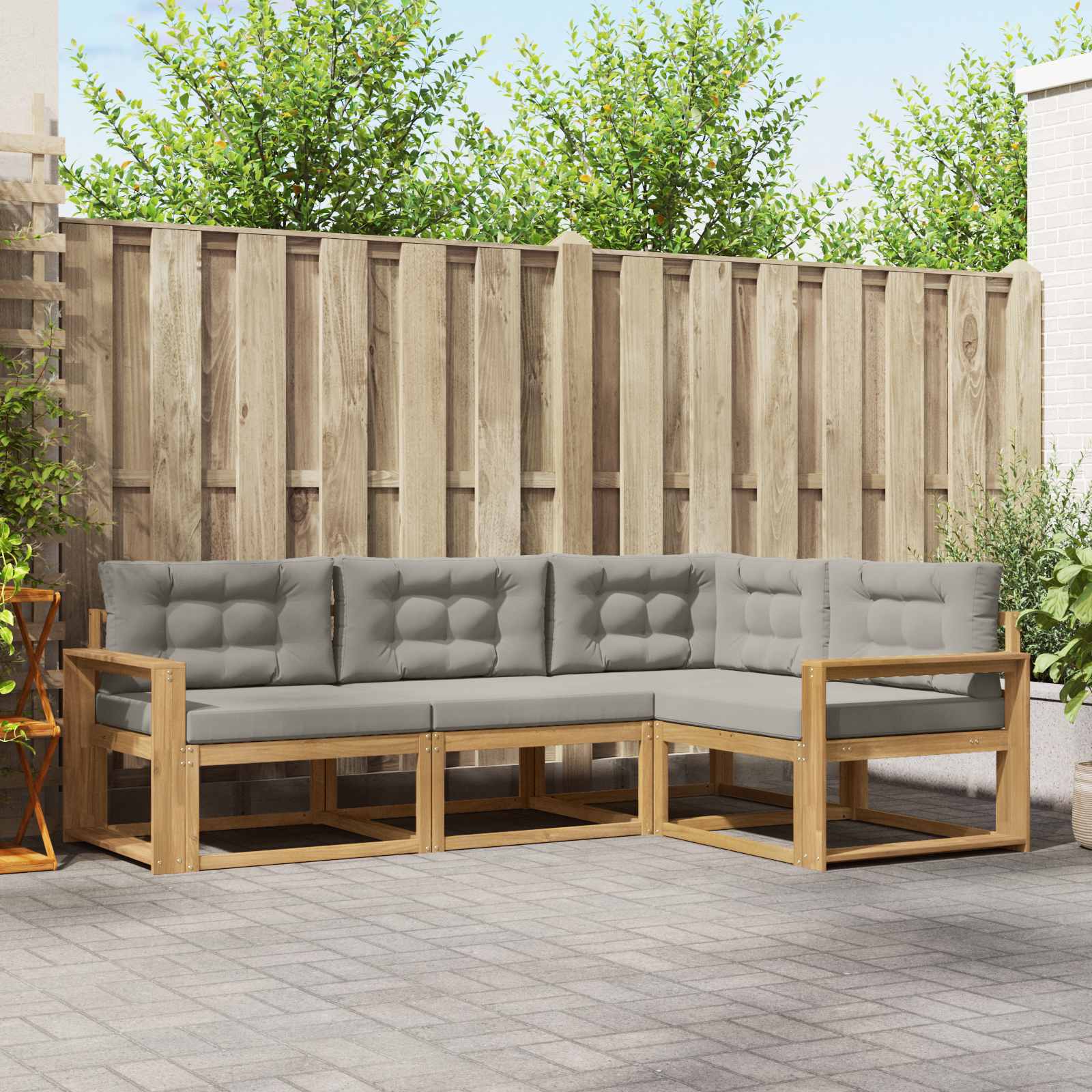 Set vanjskih sofa 3 pcs Bijela i svjetlosiva Poliester