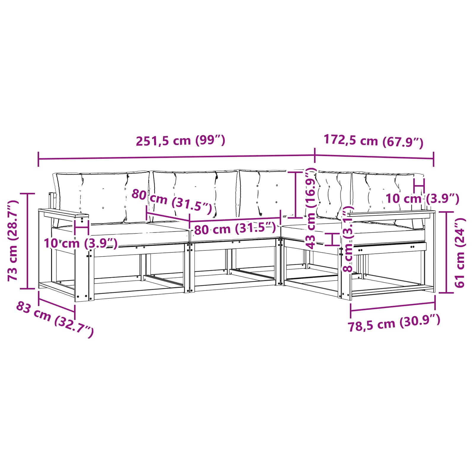 Set vanjskih sofa 3 pcs Bijela i svjetlosiva Poliester