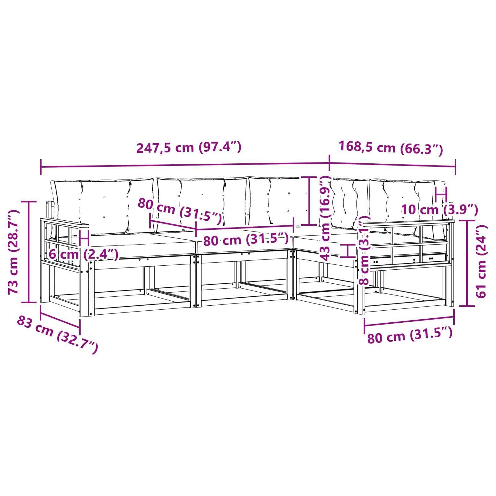 Set vanjskih sofa s jastukom 3 pcs Bijela i krem Poliester