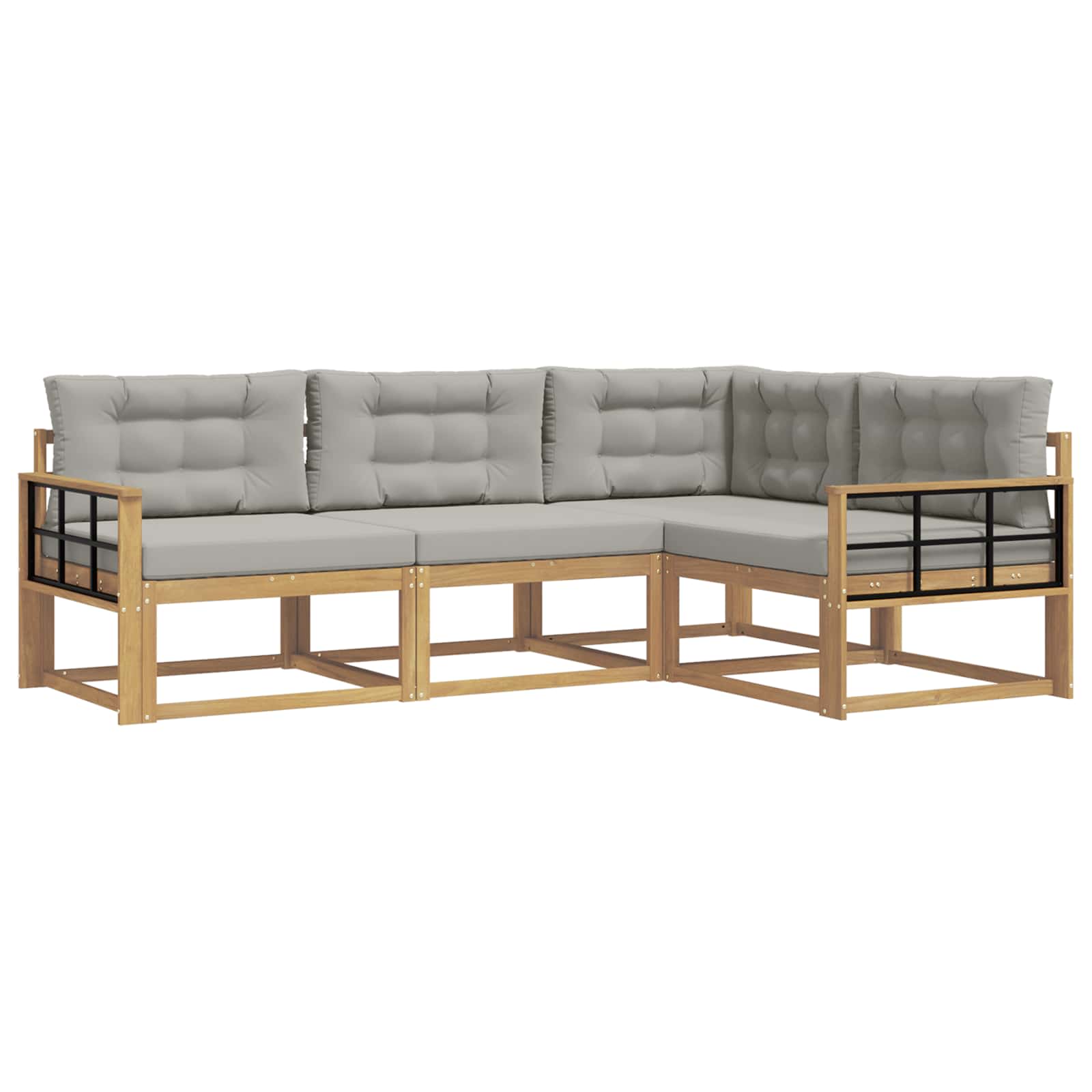 Set vanjskih sofa 3 pcs Bijela i svjetlosiva Poliester