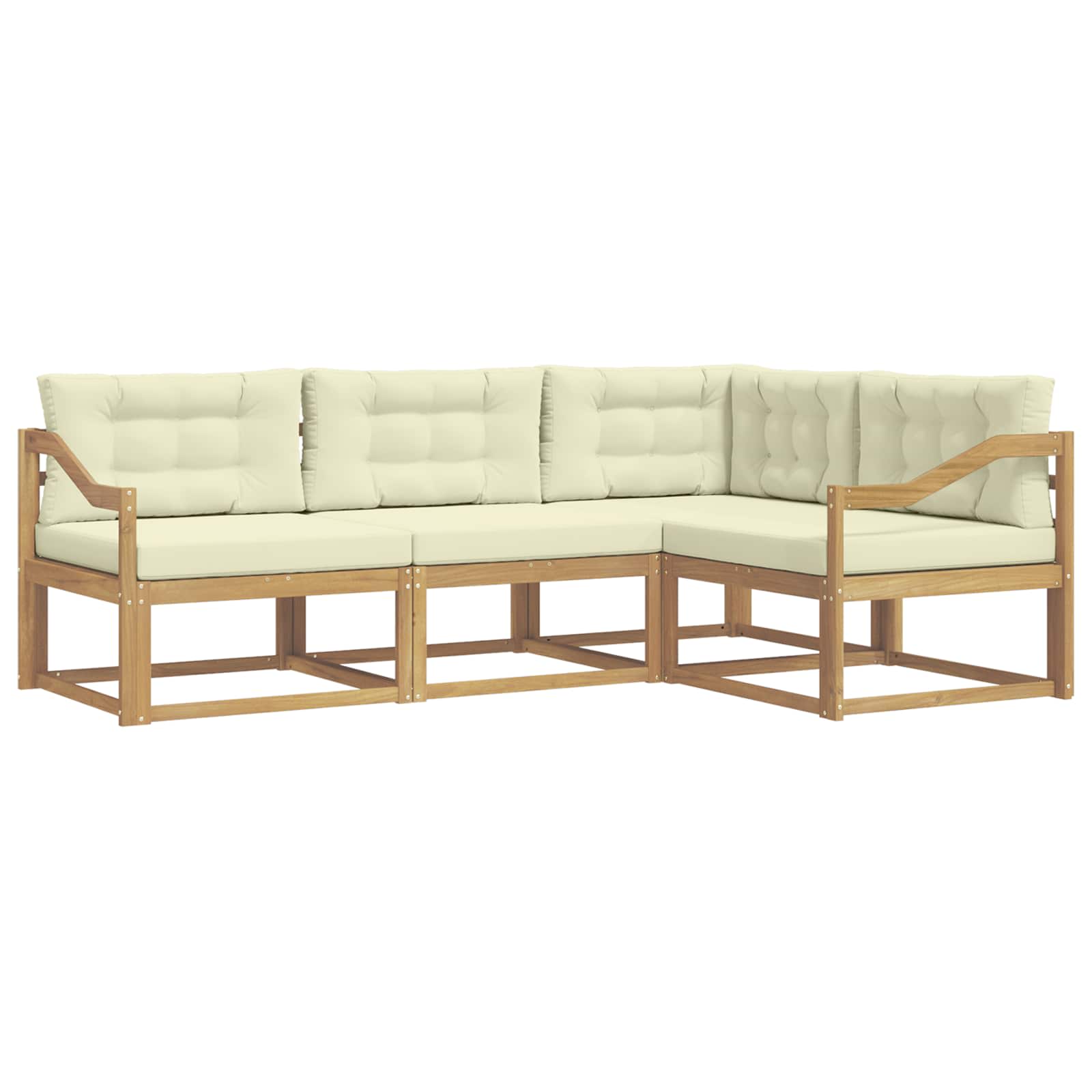 Set vanjskih sofa s jastukom 3 pcs Bijela i krem Poliester