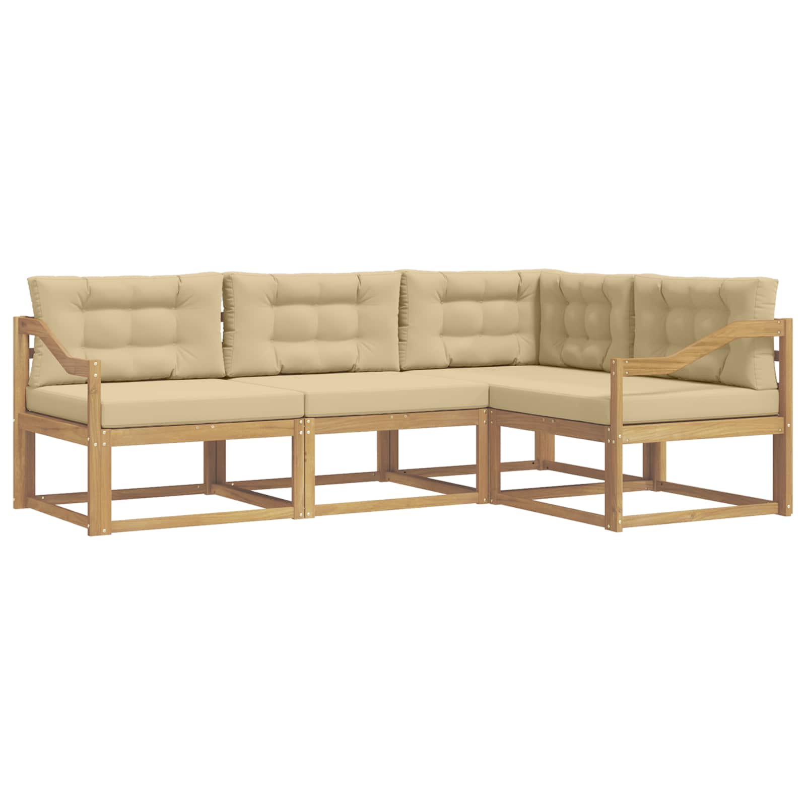 Set vanjskih sofa s jastukom 3 pcs Bijela i bež Poliester