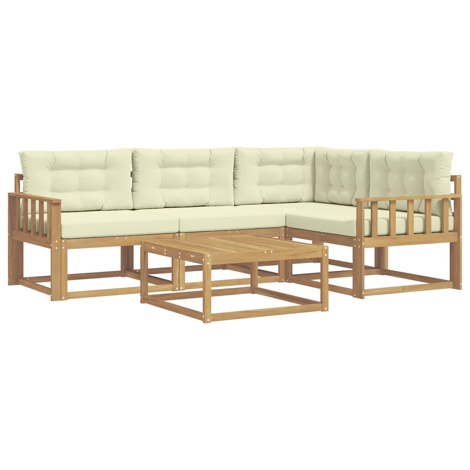 Set vanjskih sofa 5 pcs Bijela i krem 79 x 79 x 37 cm Poliester