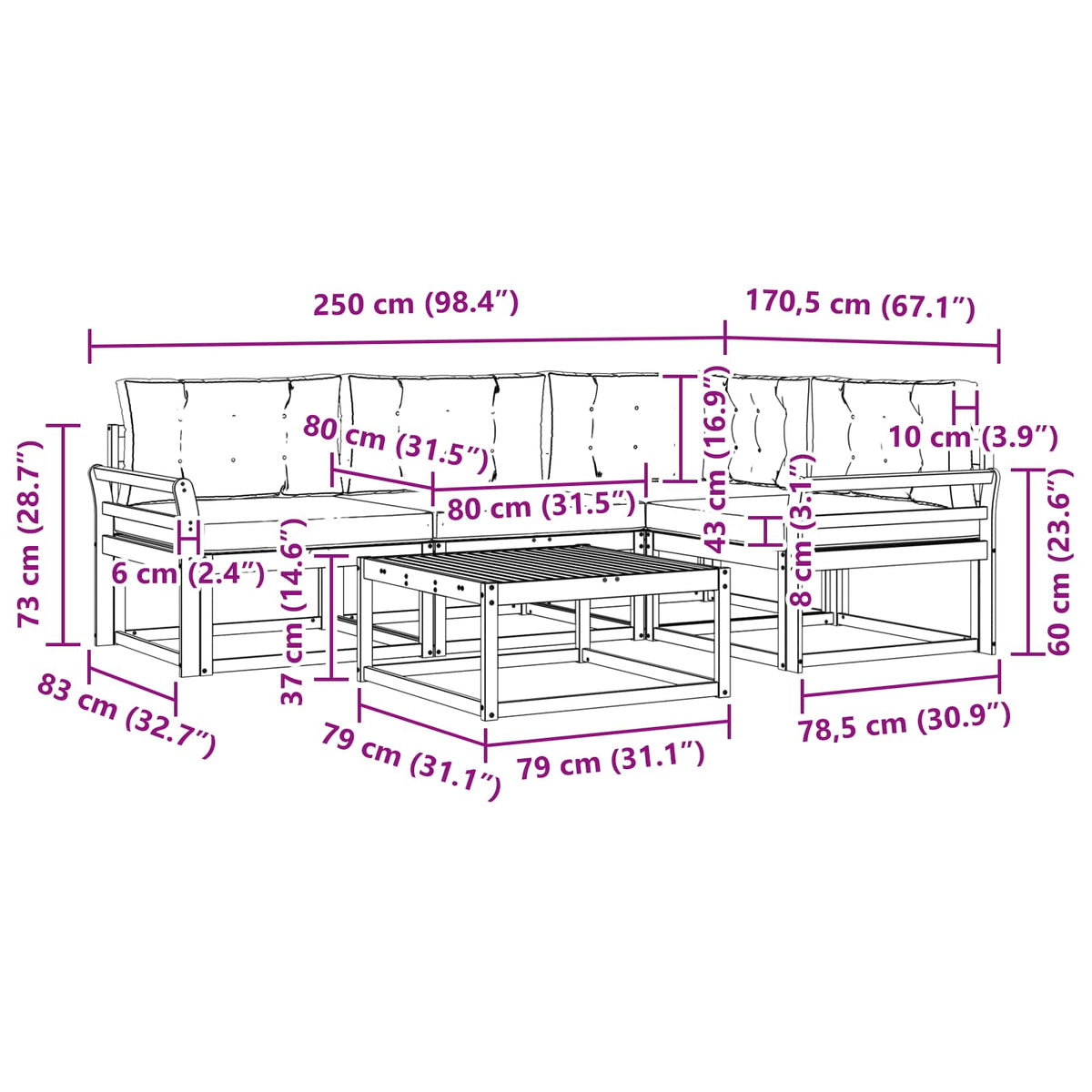 Set vanjskih sofa 5 kom. Bijela i krem Poliester