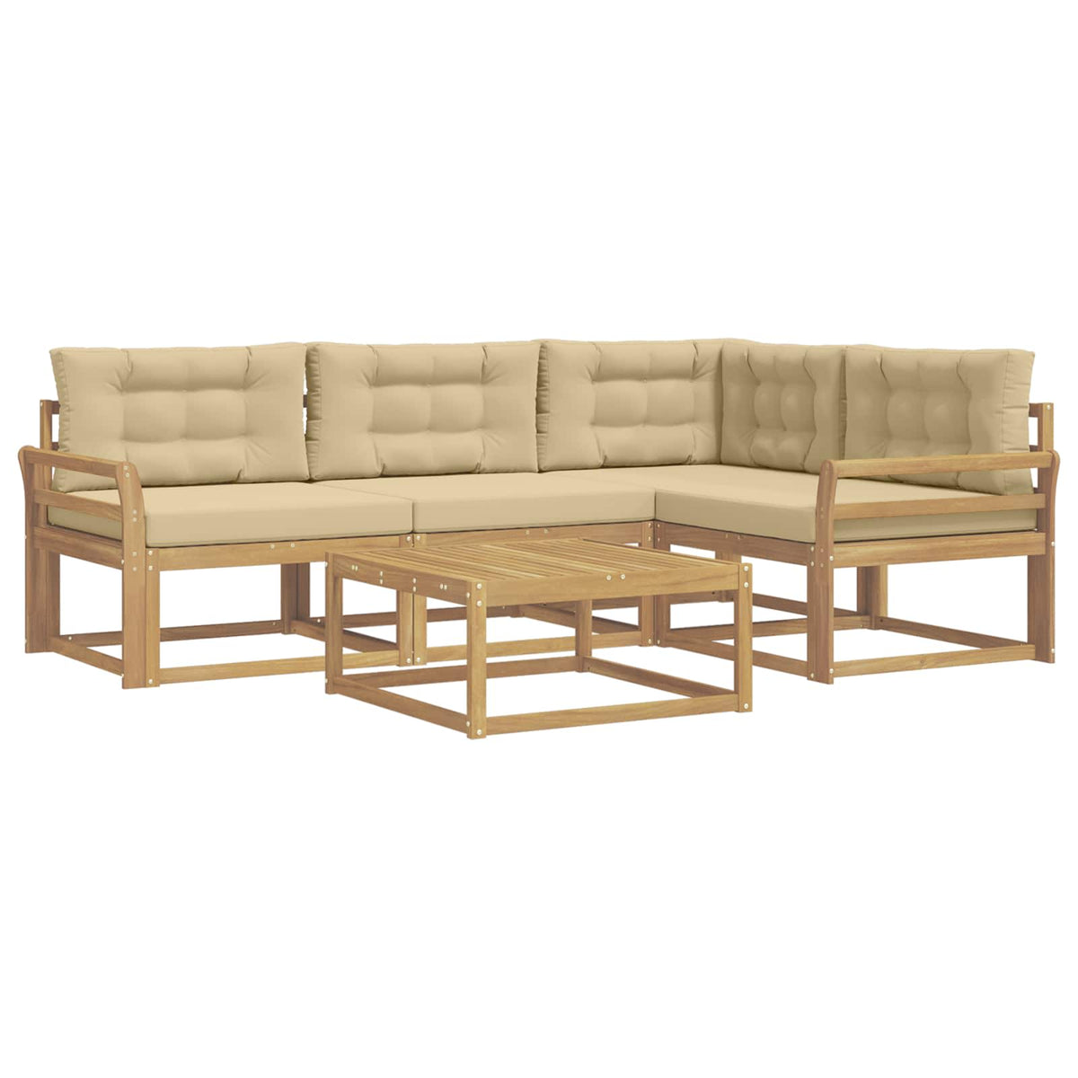 Set vanjskih sofa 5 kom. Bijela i bež Poliester
