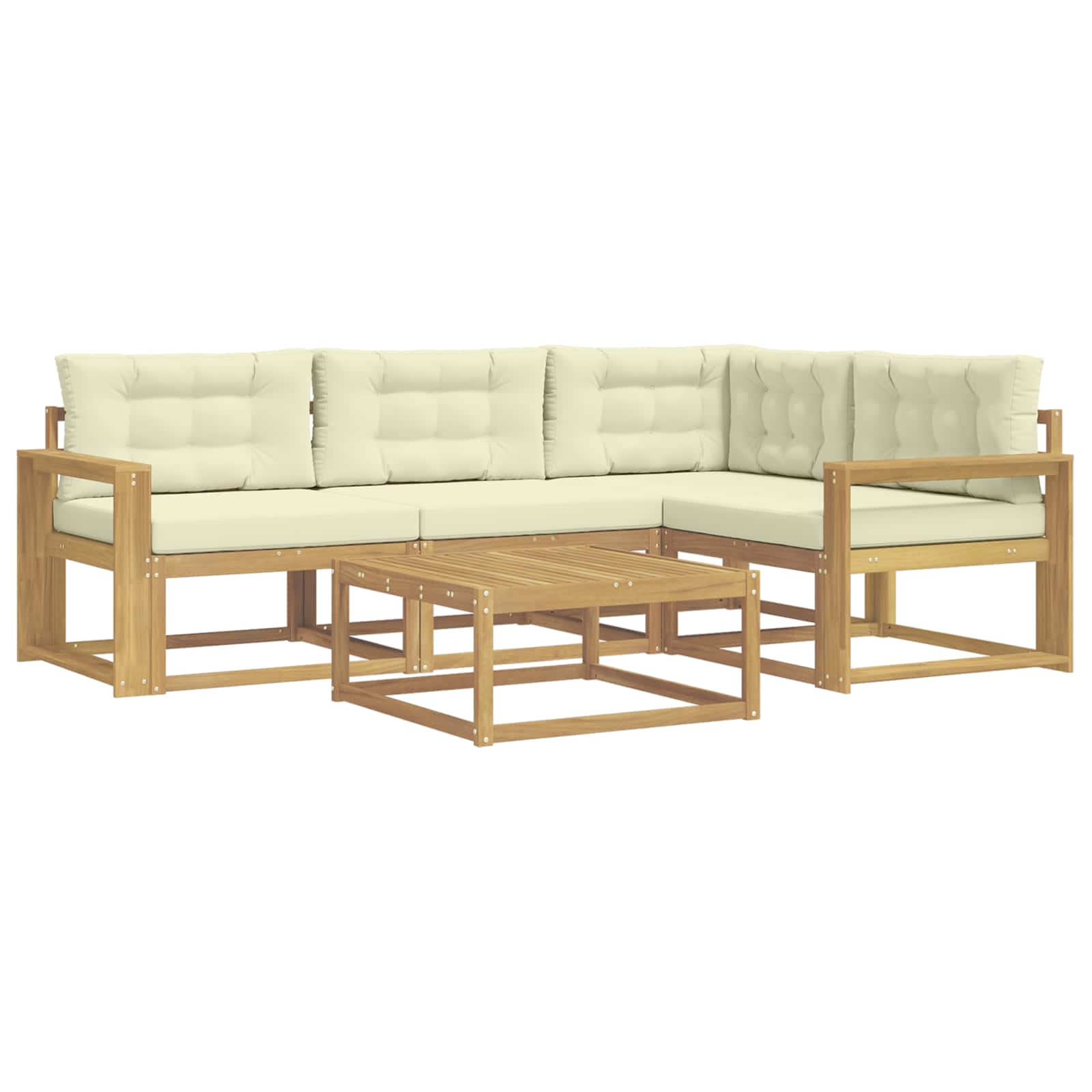 Set vanjskih sofa 5 pcs Bijela i krem 79 x 79 x 37 cm Poliester