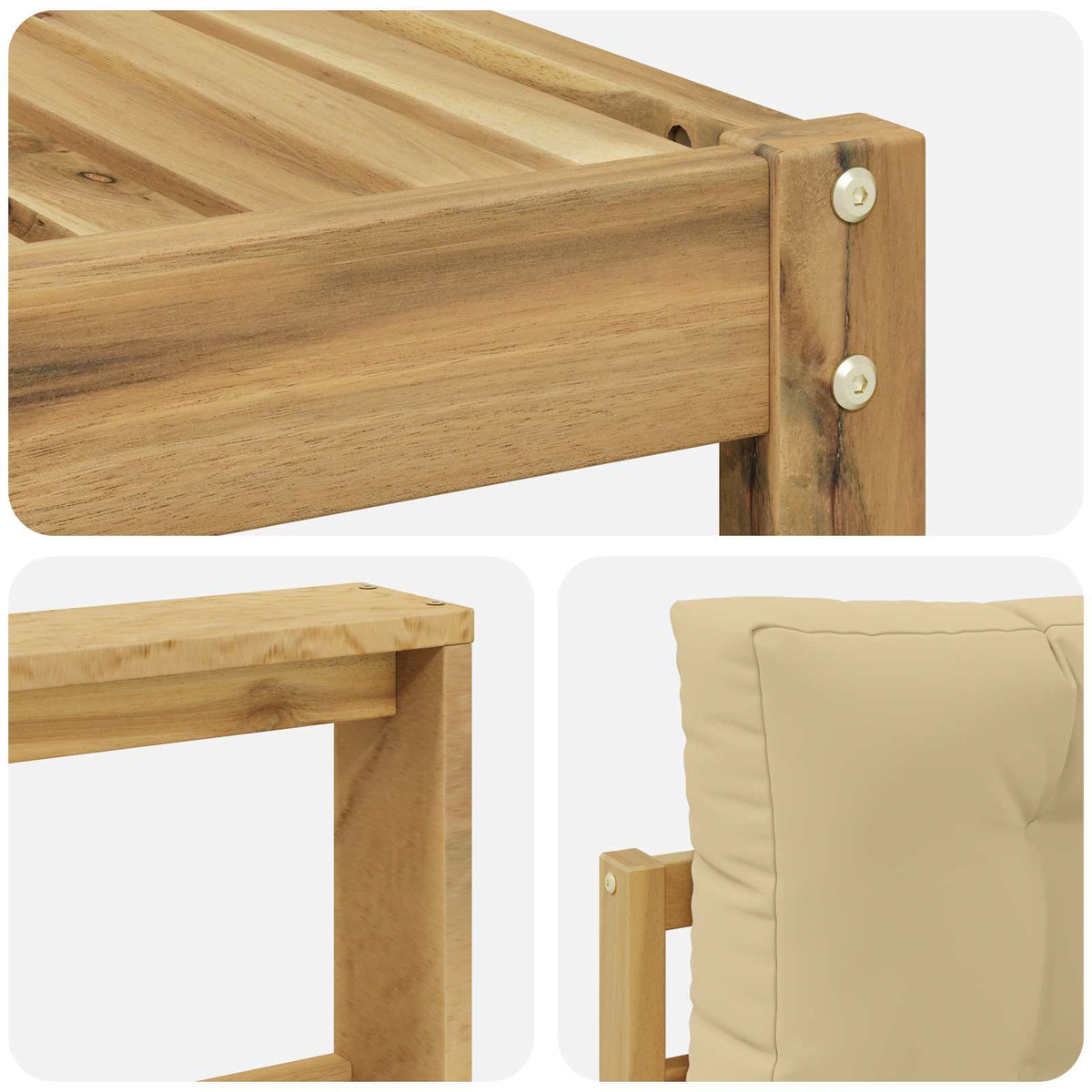 Set vanjskih sofa 5 kom. Bijela i bež Poliester