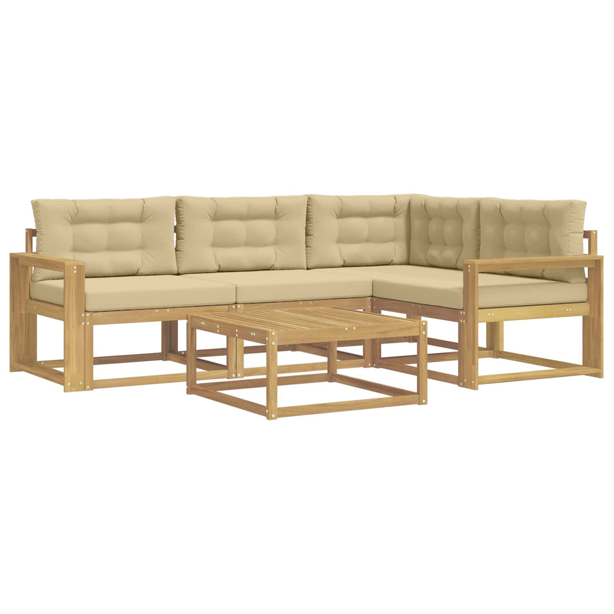Set vanjskih sofa 5 kom. Bijela i bež Poliester
