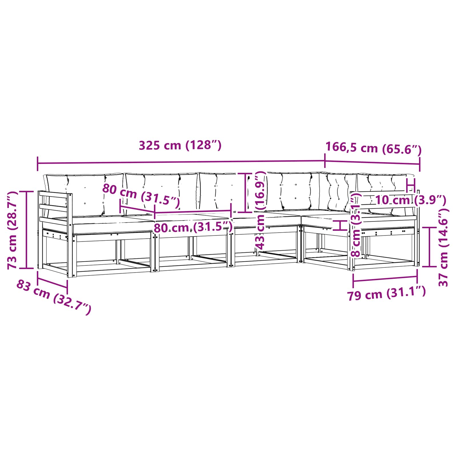 Set vanjskih sofa s jastukom 4 pcs Bijela i antracit Poliester