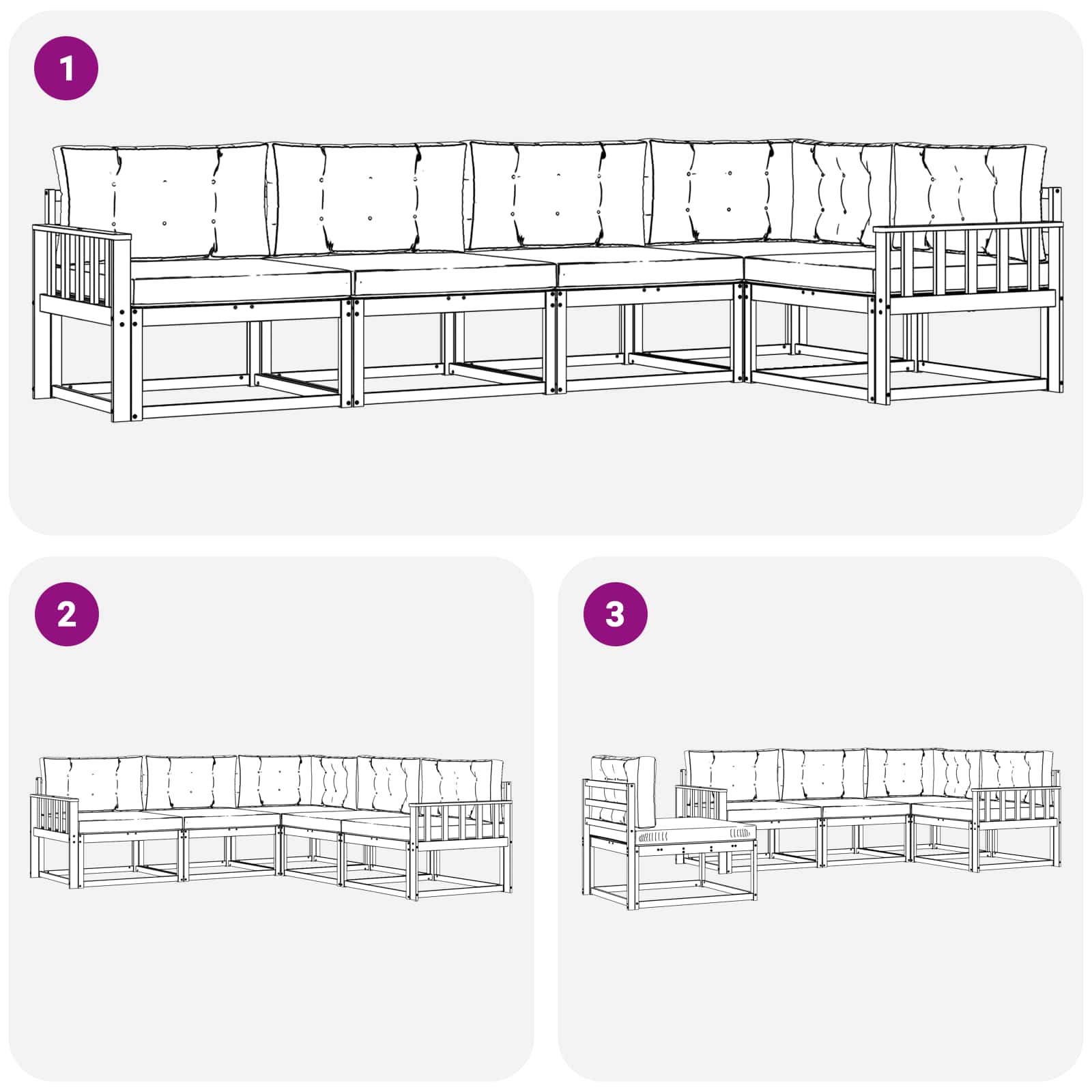 Set vanjskih sofa s jastukom 4 pcs Bijela i krem Poliester