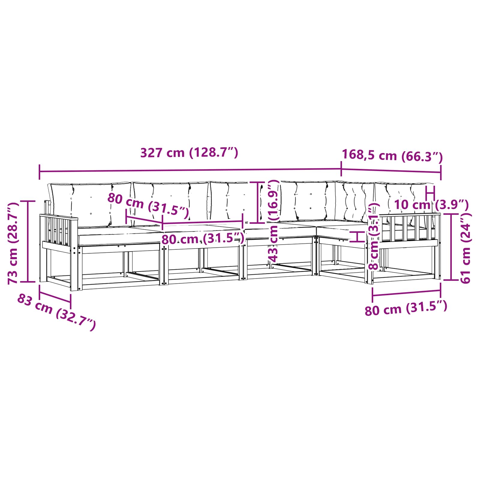 Set vanjskih sofa s jastukom 4 pcs Bijela i bež Poliester