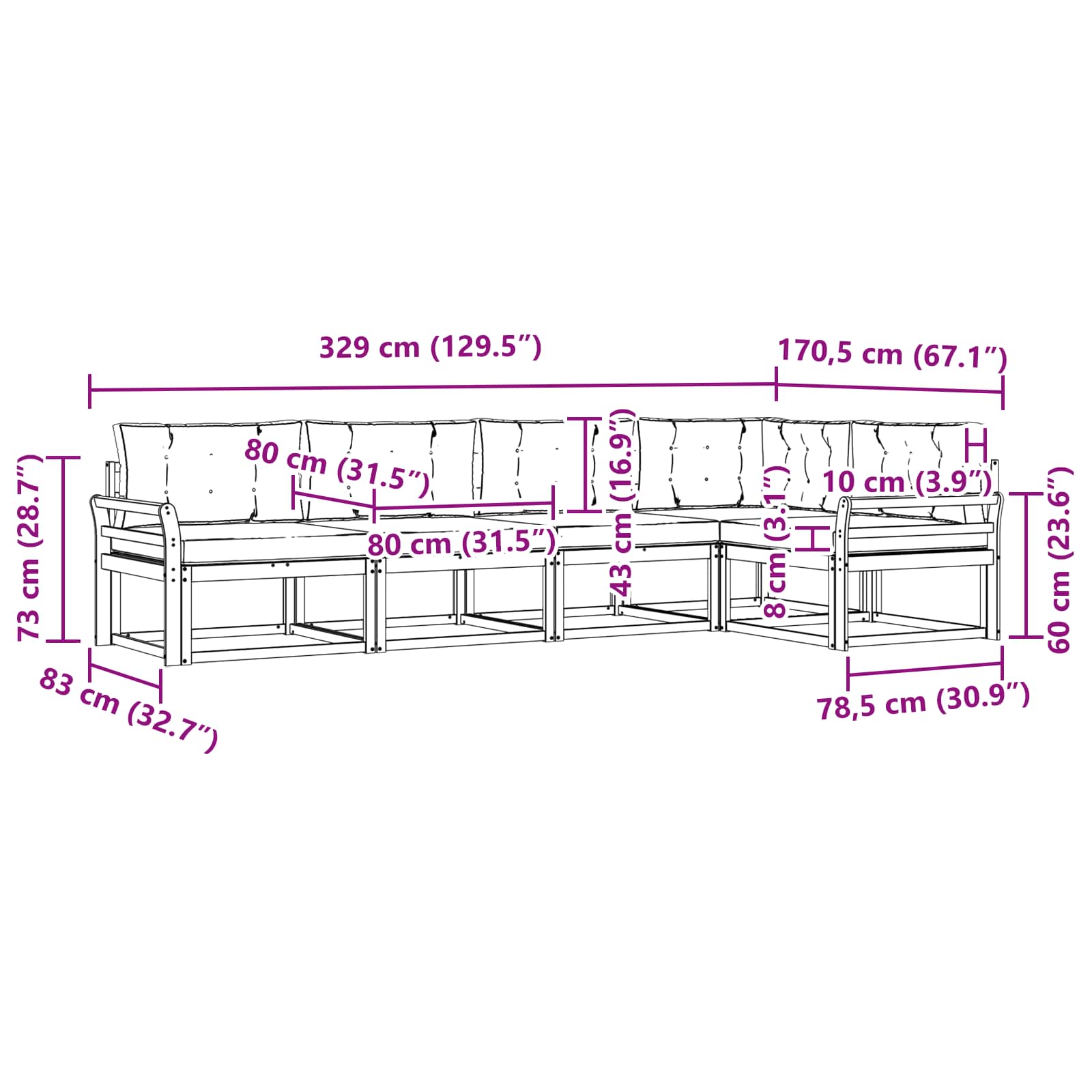 Set vanjskih sofa s jastukom 4 pcs Bijela i bež Poliester