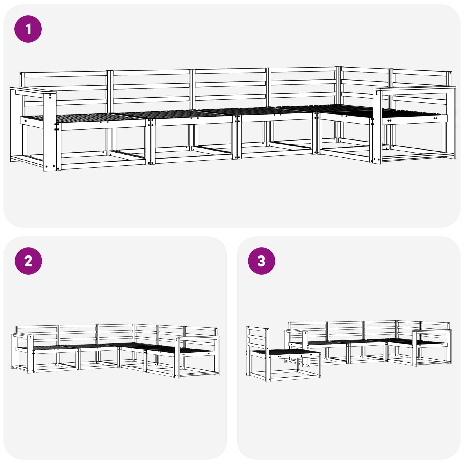 Set vanjskih sofa 5 pcs Bijela Čvrsto drvo akacije