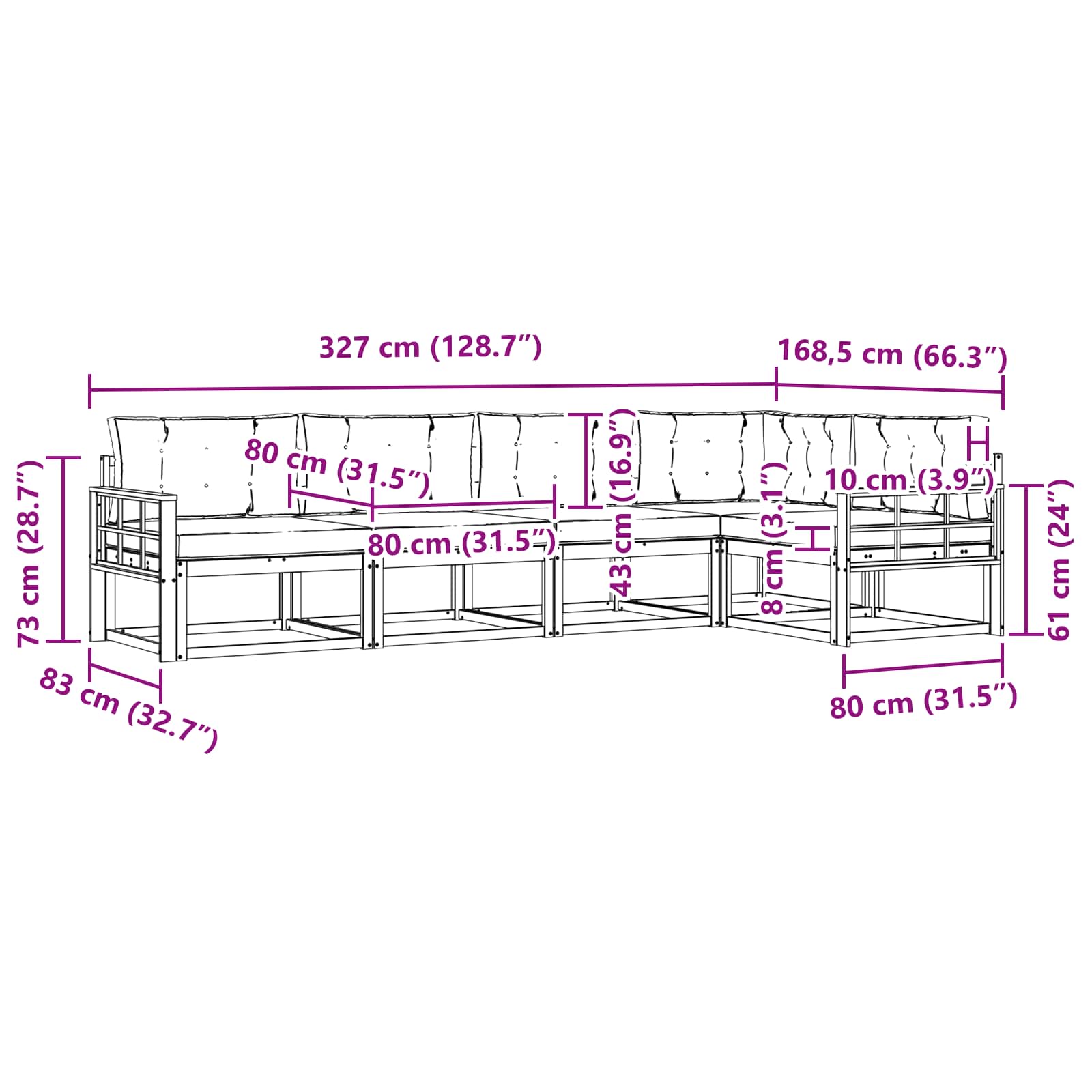 Set vanjskih sofa 4 pcs Bijela i svjetlosiva Poliester