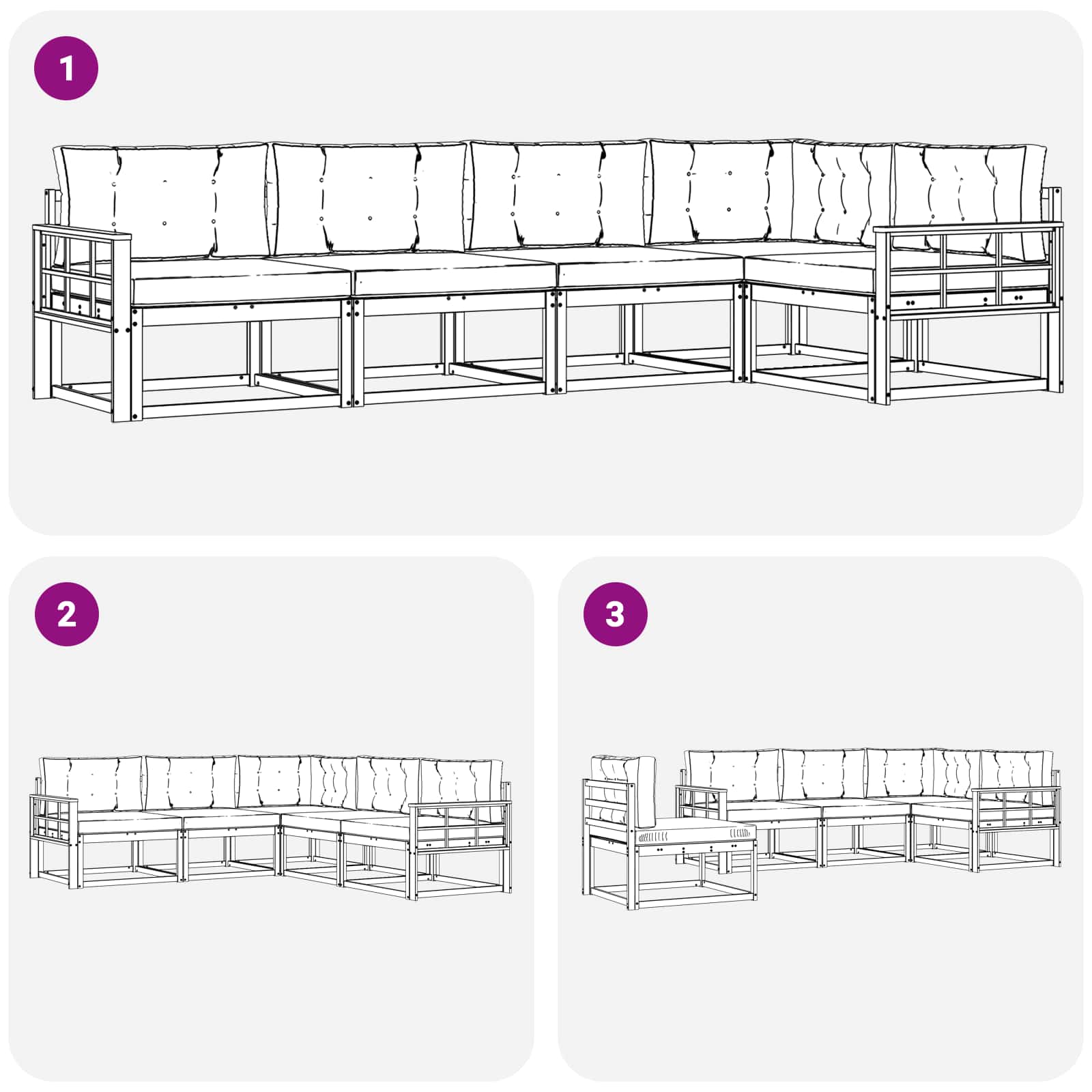 Set vanjskih sofa 4 pcs Bijela i svjetlosiva Poliester