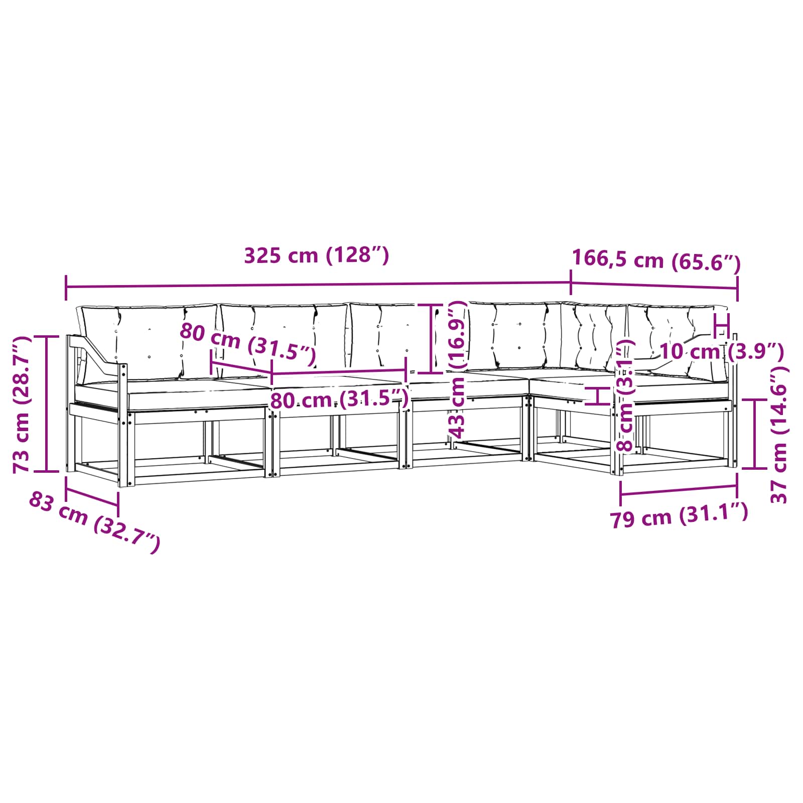 Set vanjskih sofa s jastukom 4 pcs Bijela i krem Poliester