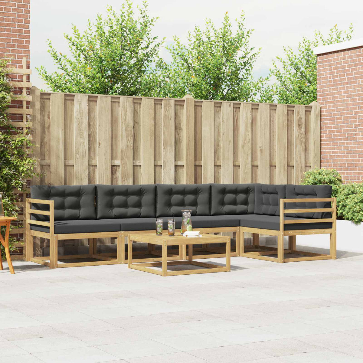Set vanjskih sofa 6 kom. Bijela i antracit Poliester