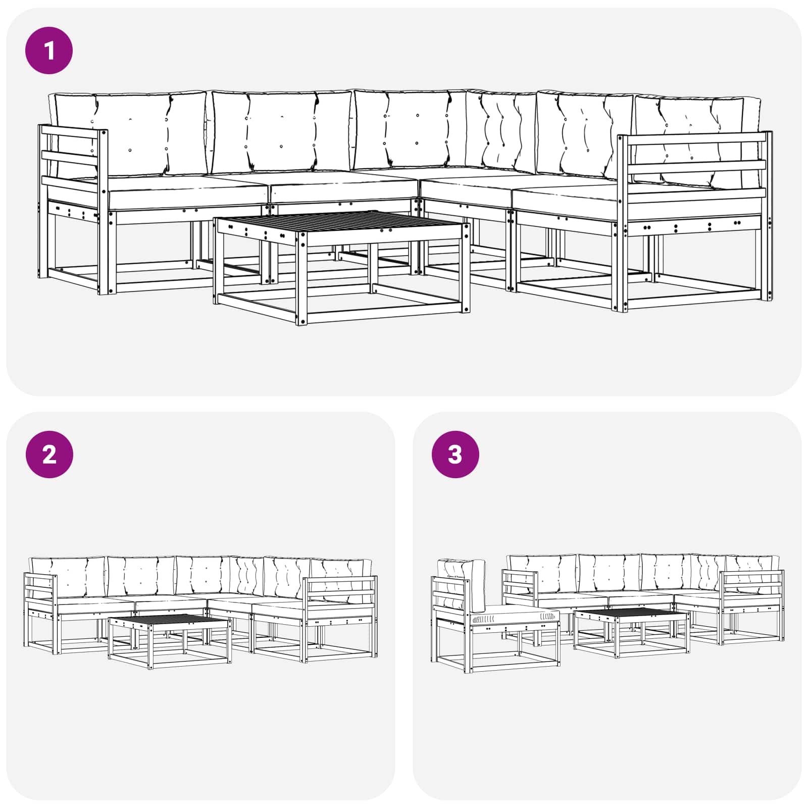 Set vanjskih sofa 6 pcs Bijela i bež 79 x 79 x 37 cm Poliester