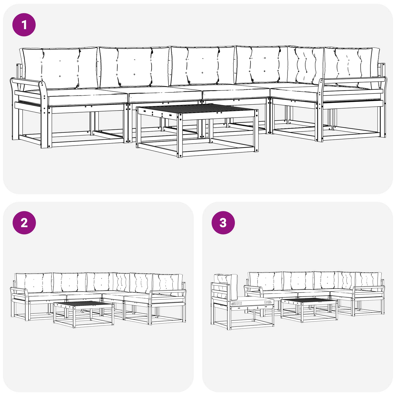 Set vanjskih sofa 6 kom. Bijela i antracit Poliester