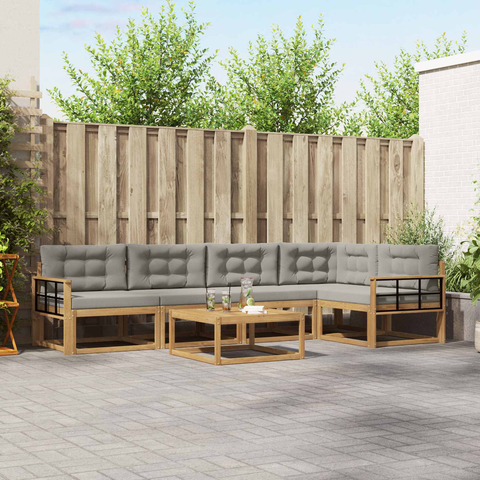 Set vanjskih sofa 6 pcs Bijela i svjetlosiva 79 x 79 x 37 cm