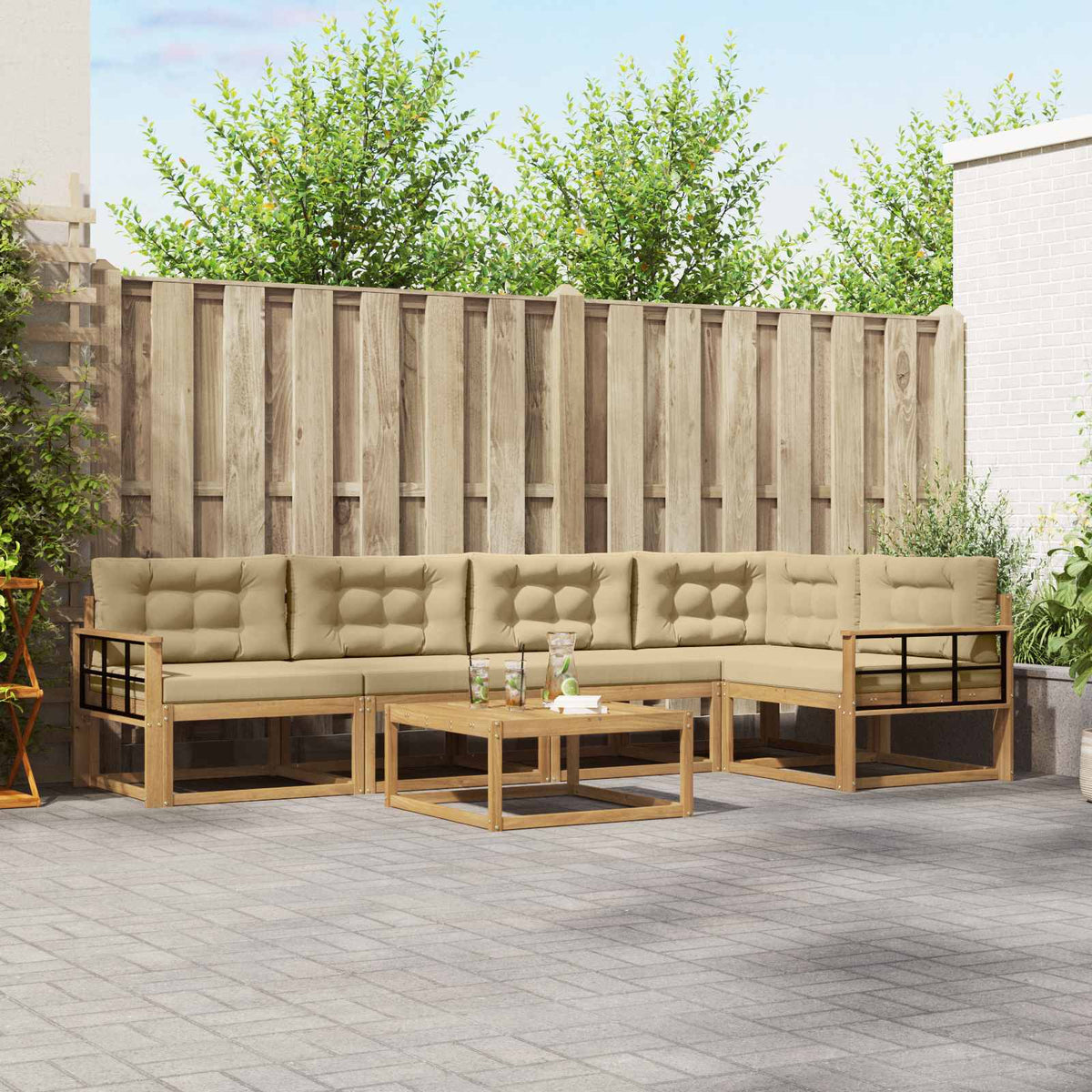 Set vanjskih sofa 6 kom. Smeđa 79 x 79 x 37 cm