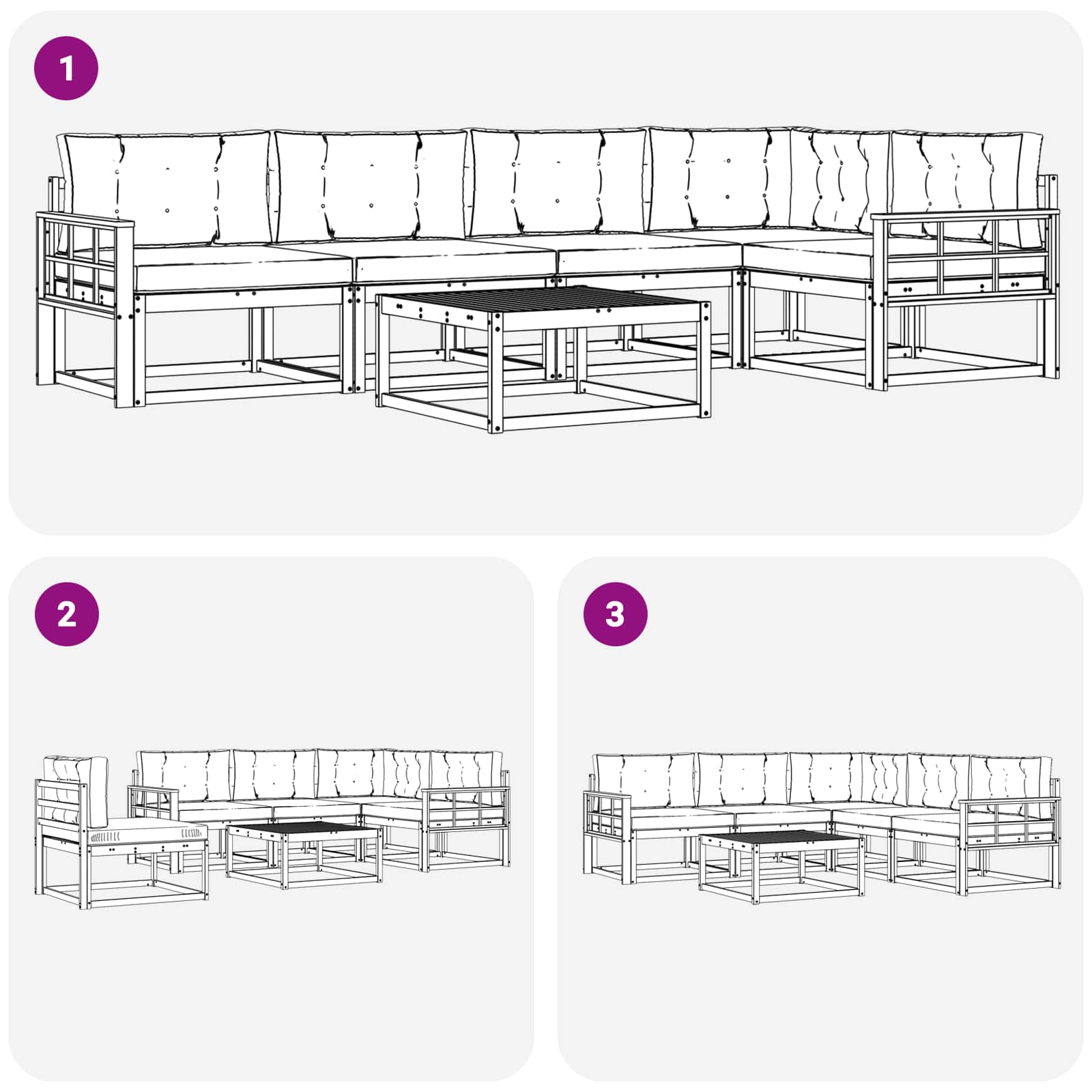 Set vanjskih sofa 6 pcs Bijela i bež 79 x 79 x 37 cm Poliester