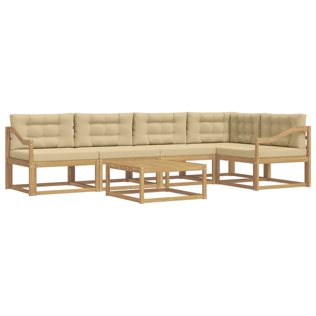 Set vanjskih sofa 6 kom. Bijela i bež Poliester