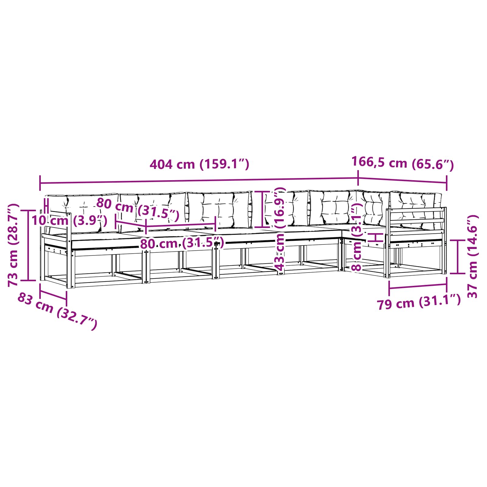 Set vanjskih sofa s jastukom 4 pcs Bijela i krem Poliester