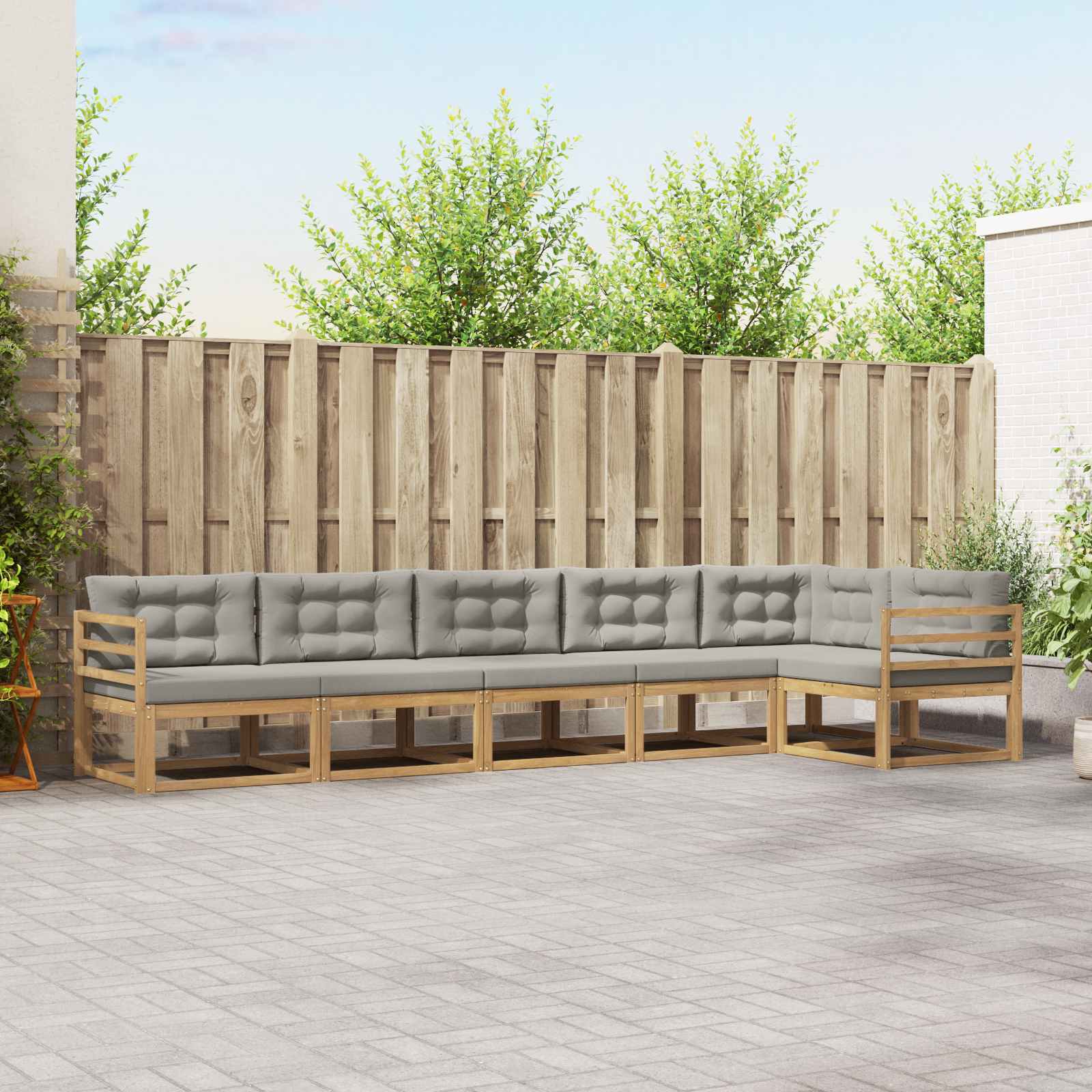 Set vanjskih sofa 4 pcs Bijela i svjetlosiva Poliester