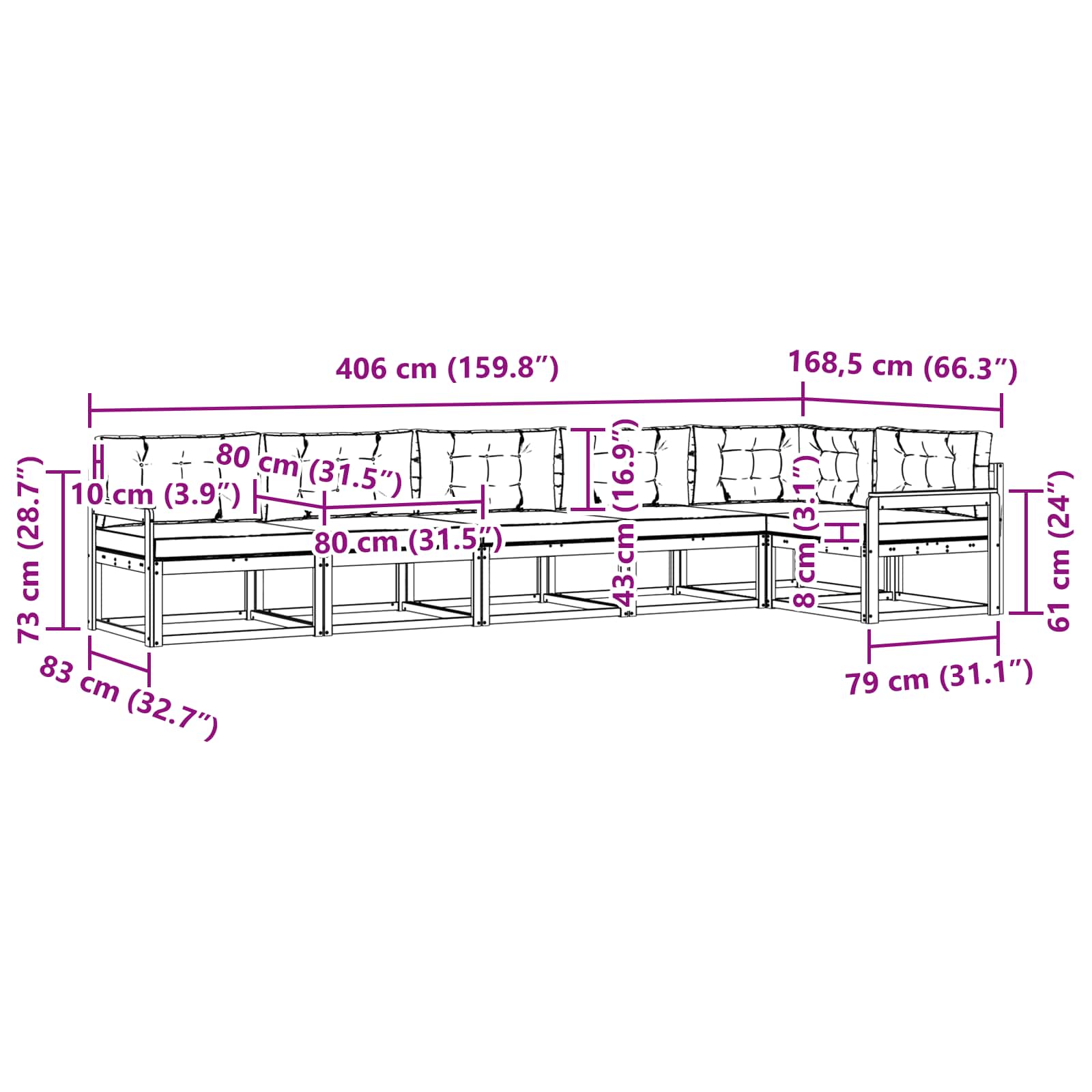 Set vanjskih sofa s jastukom 4 pcs Bijela i krem Poliester