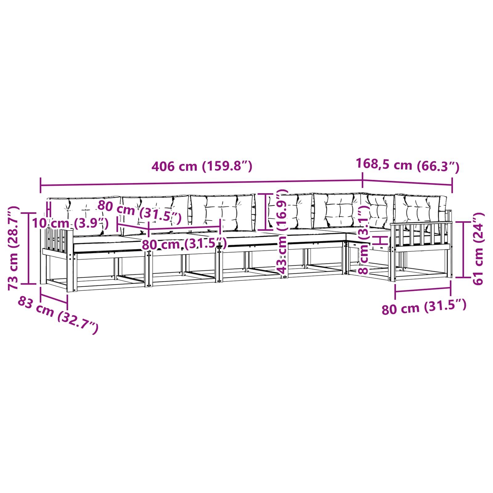 Set vanjskih sofa 4 pcs Bijela i svjetlosiva Poliester