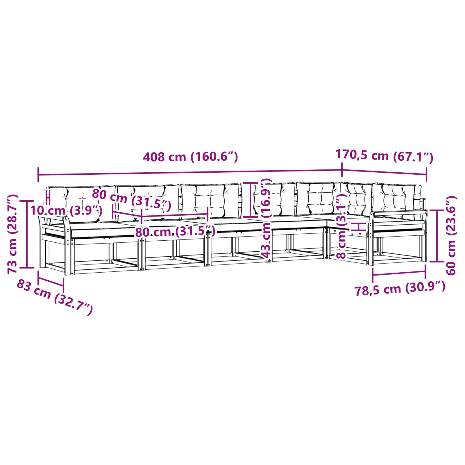 Set vanjskih sofa s jastukom 4 pcs Bijela i bež Poliester
