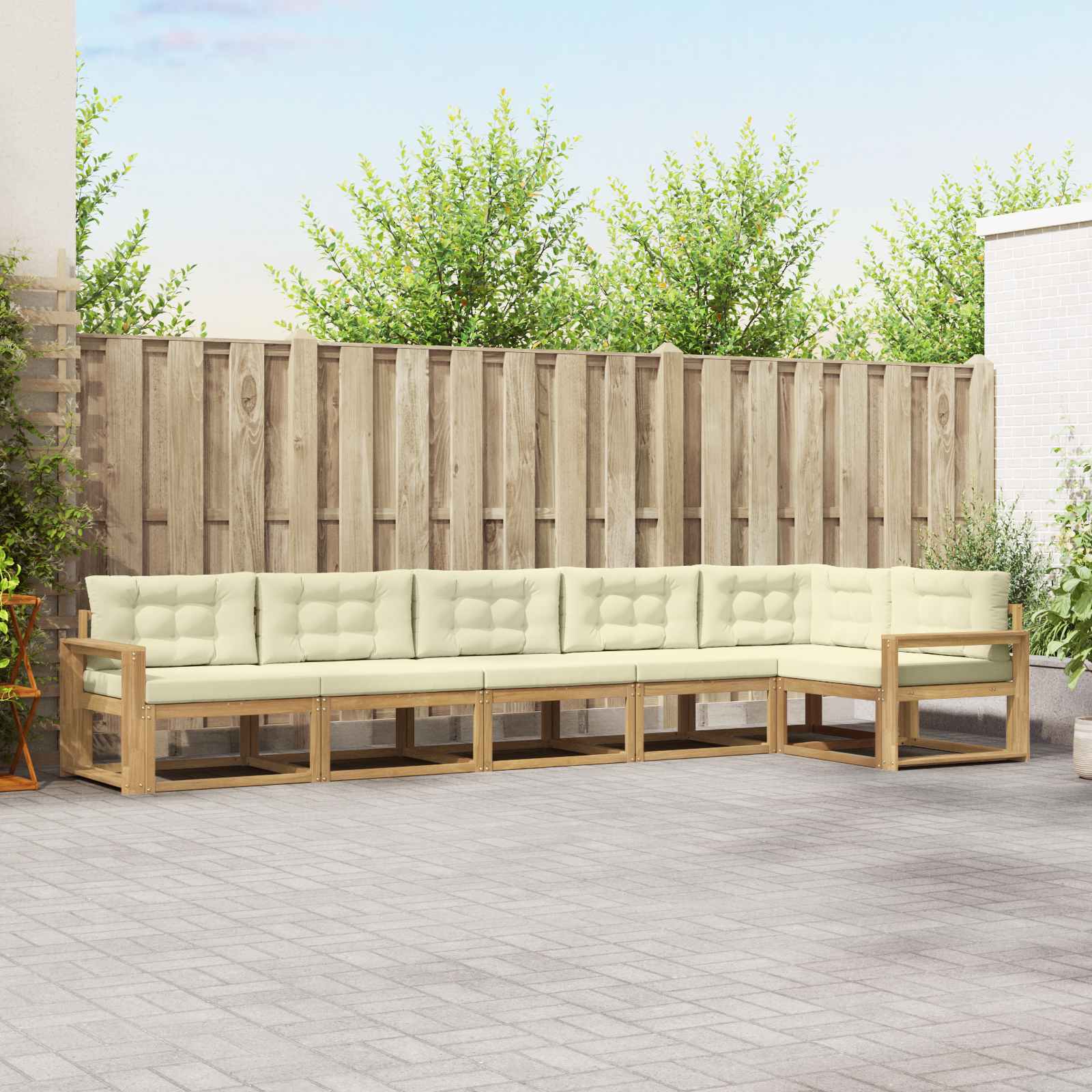 Set vanjskih sofa s jastukom 4 pcs Bijela i krem Poliester