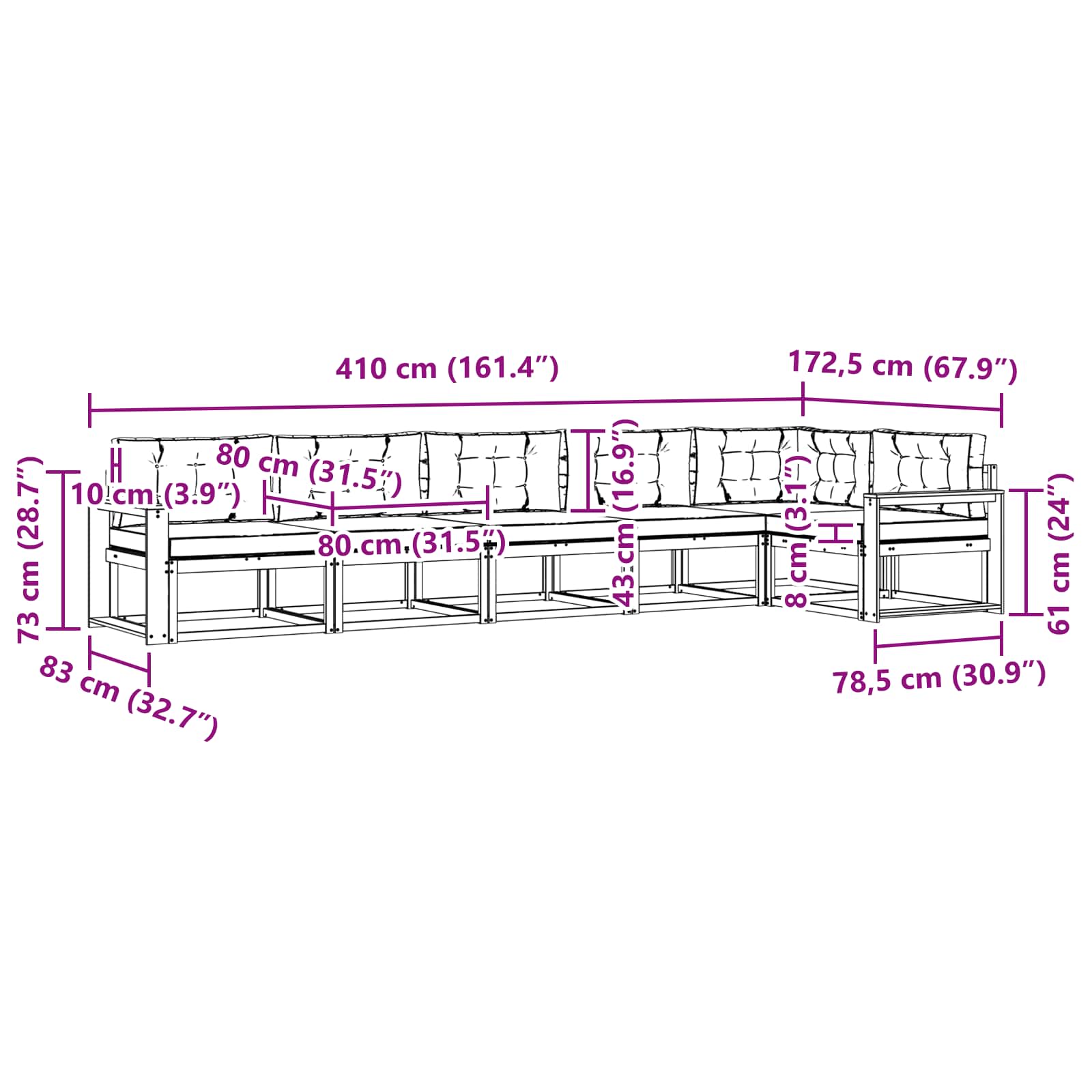 Set vanjskih sofa s jastukom 4 pcs Bijela i antracit Poliester