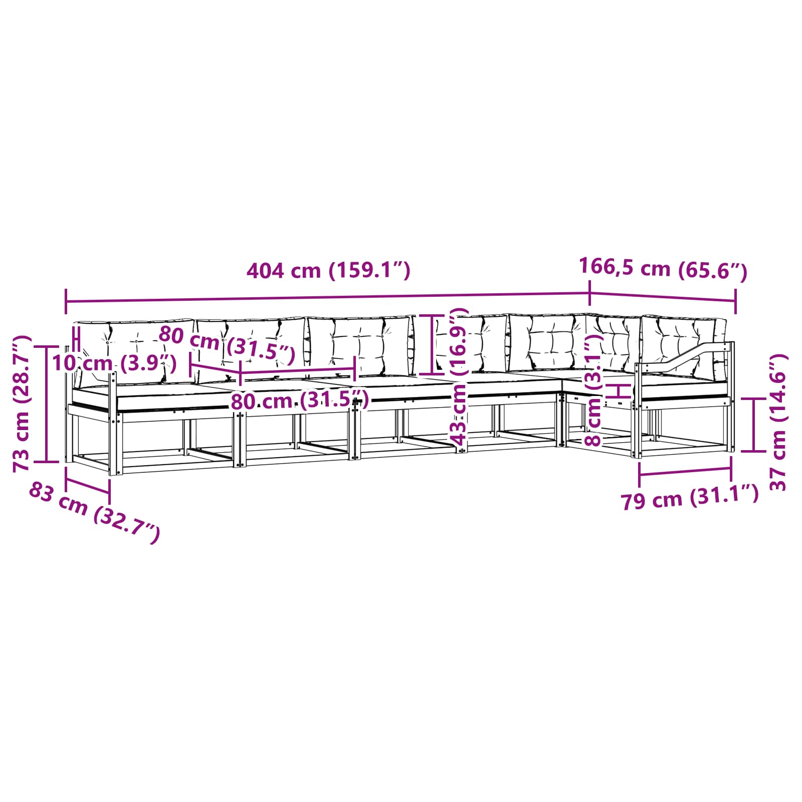 Set vanjskih sofa s jastukom 4 pcs Bijela i krem Poliester