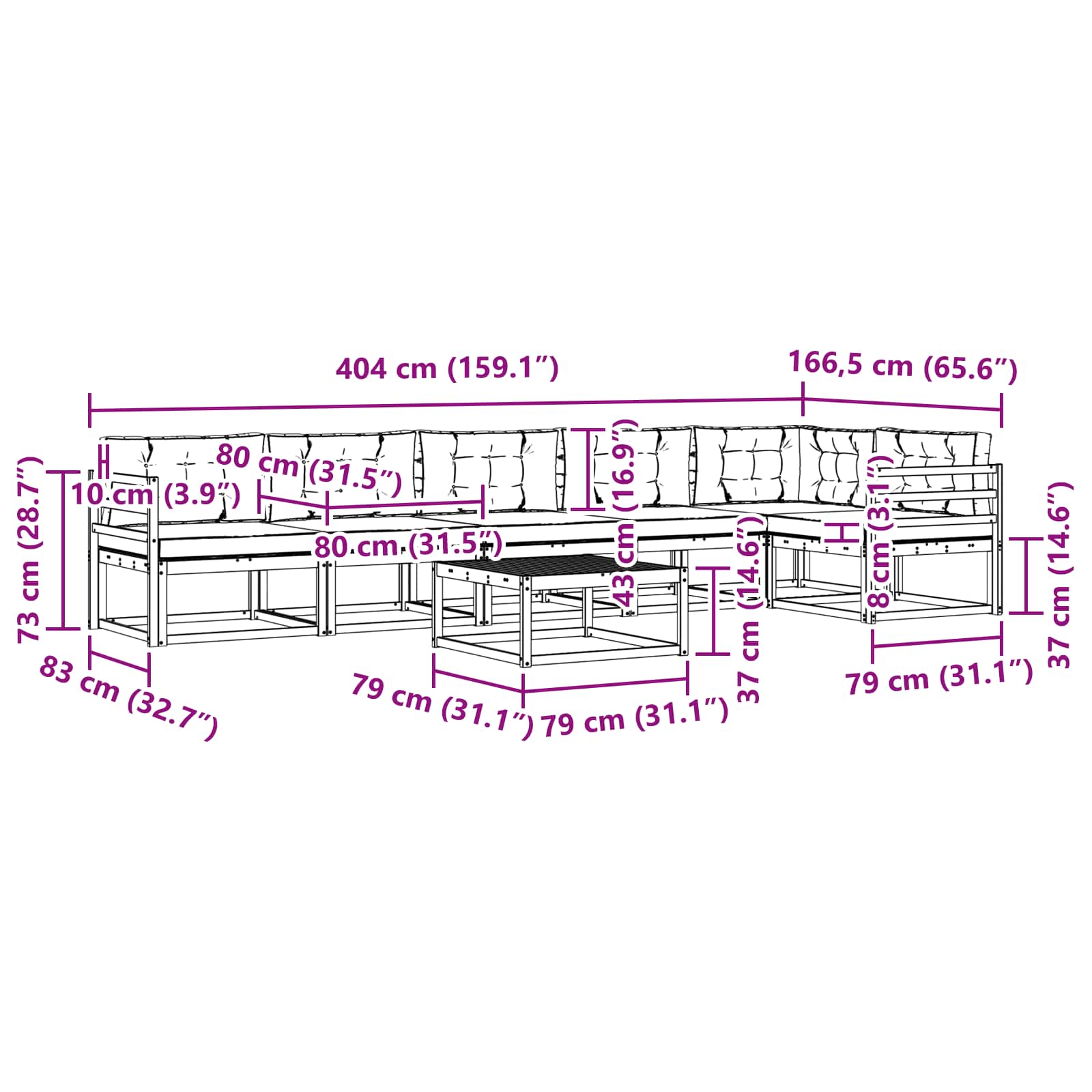 Set vanjskih sofa 7 pcs Bijela i krem 79 x 79 x 37 cm Poliester