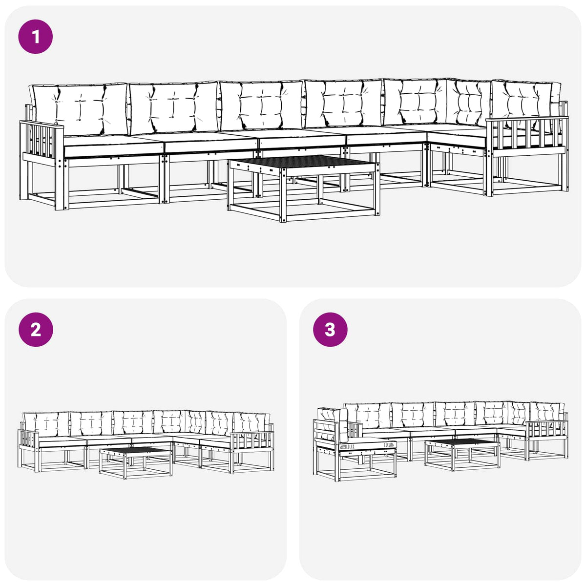 Set vanjskih sofa 7 kom. Bijela i krem Poliester