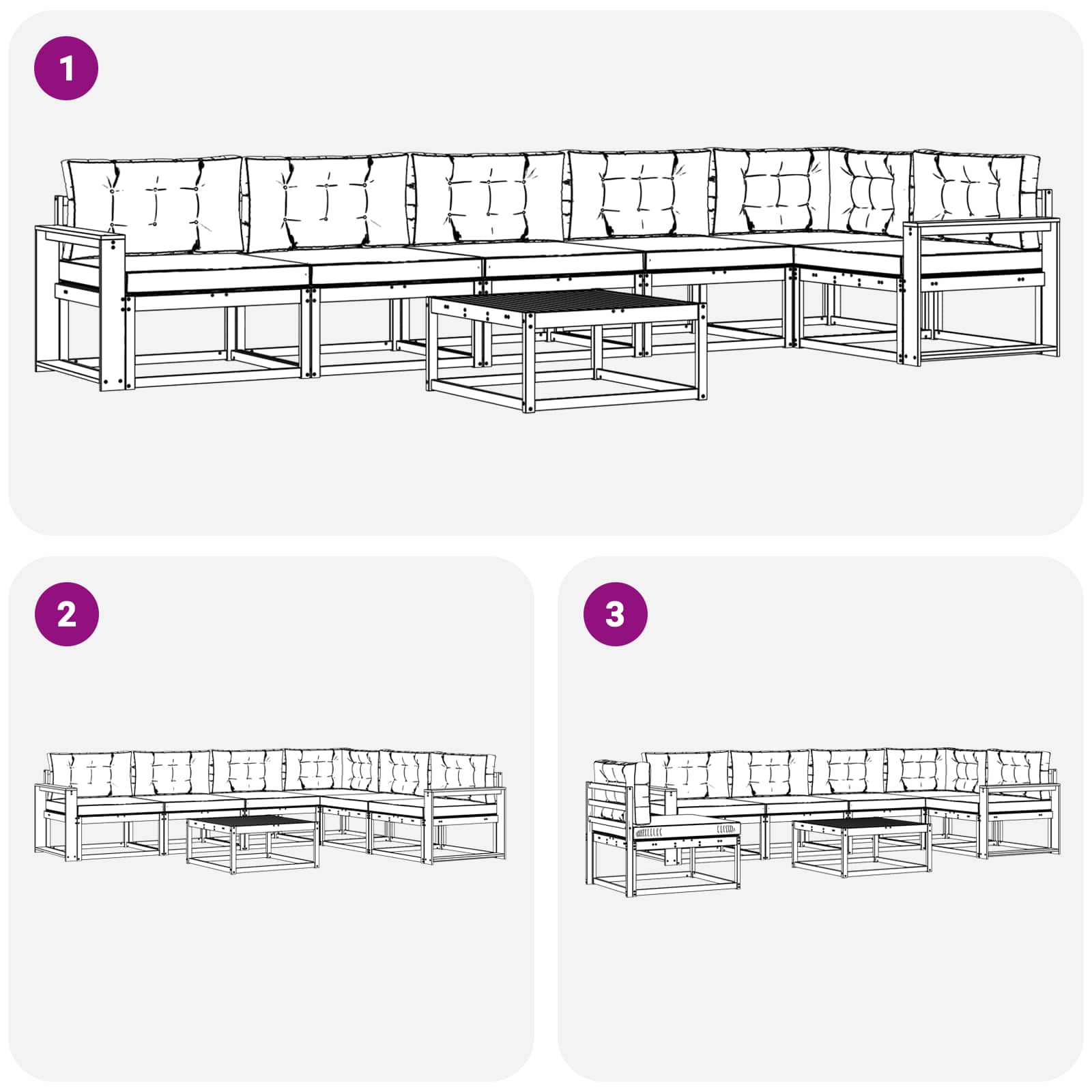 Set vanjskih sofa 7 pcs Bijela i svjetlosiva 79 x 79 x 37 cm