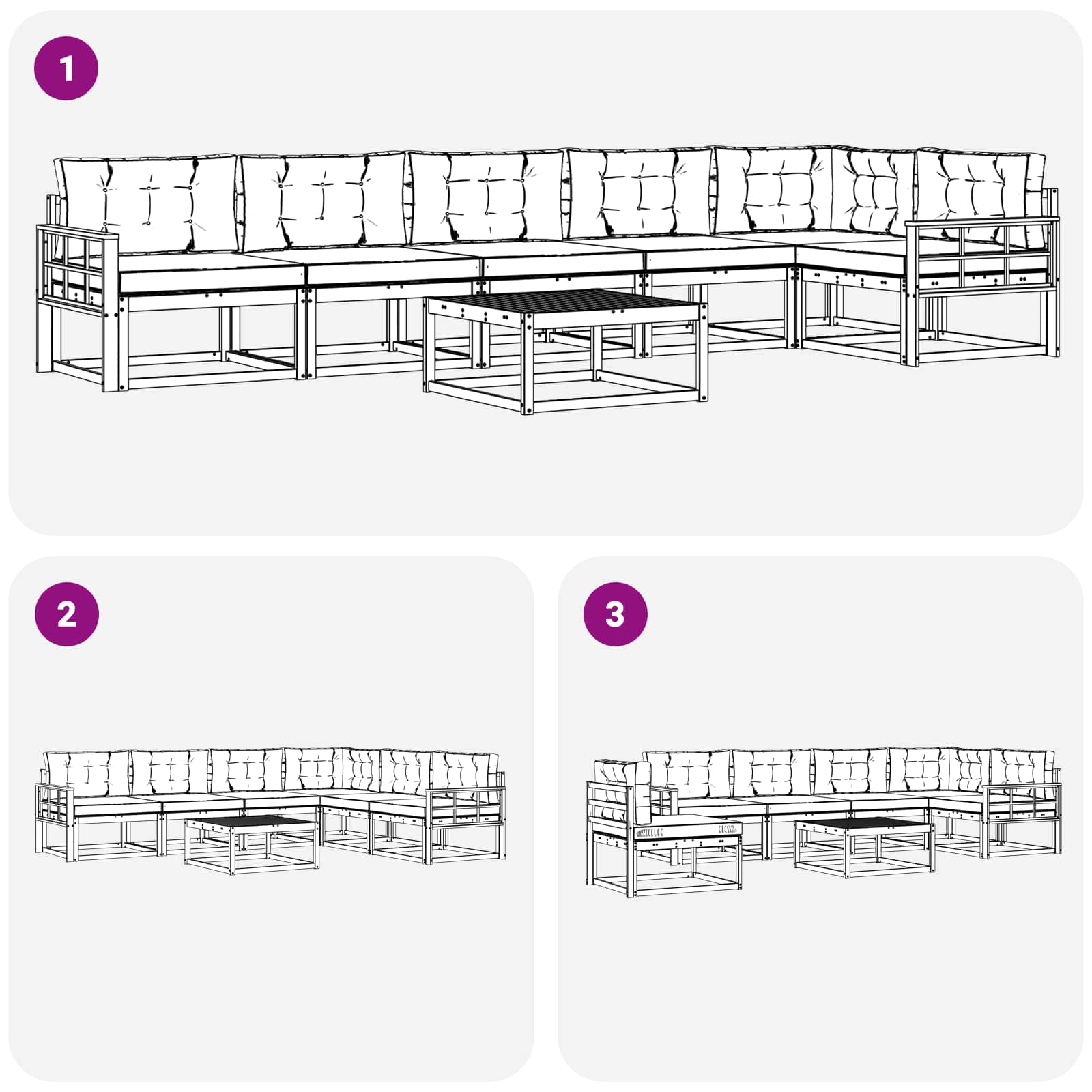 Set vanjskih sofa 7 pcs Bijela i krem 79 x 79 x 37 cm Poliester