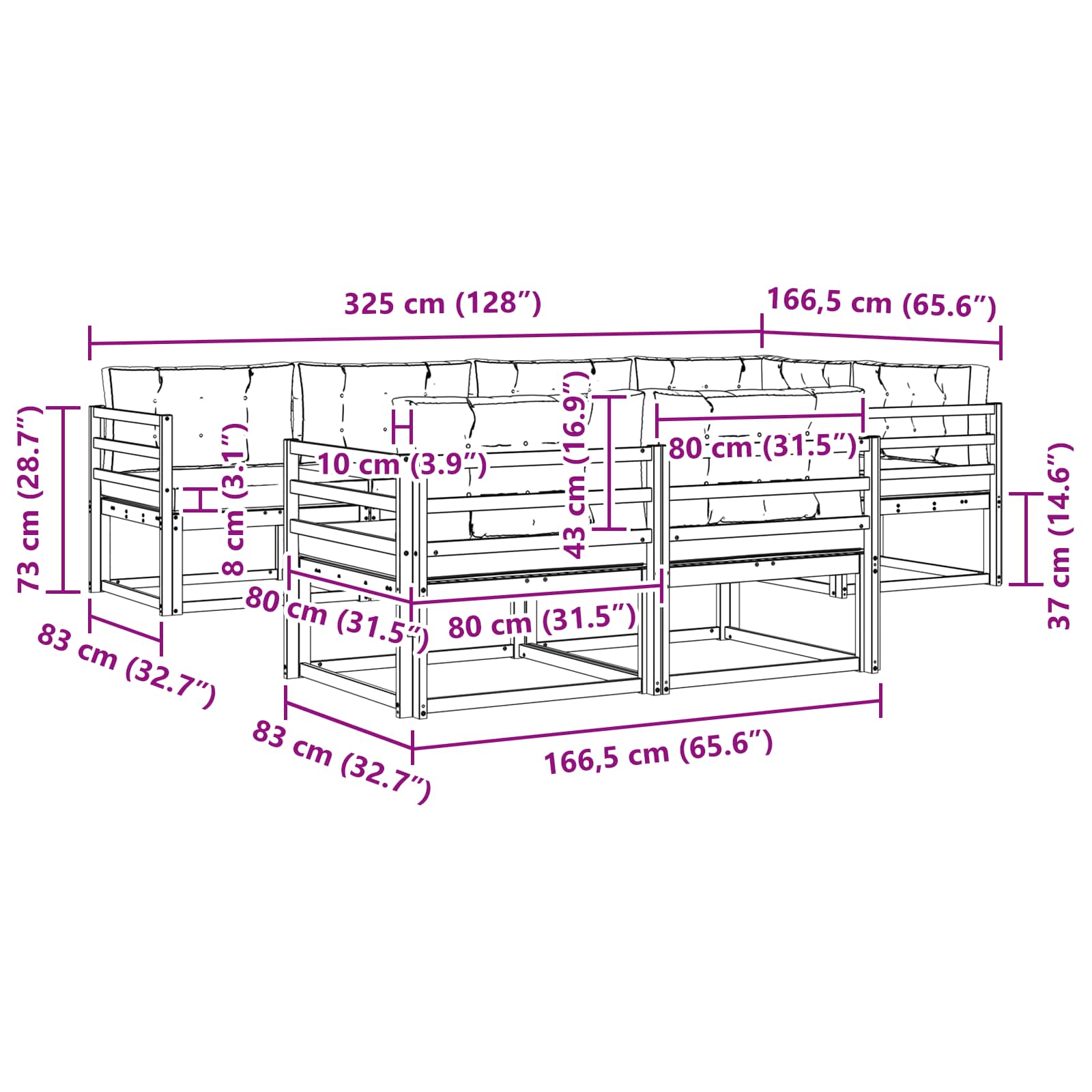 Set vanjskih sofa 6 pcs Bijela i svjetlosiva Poliester