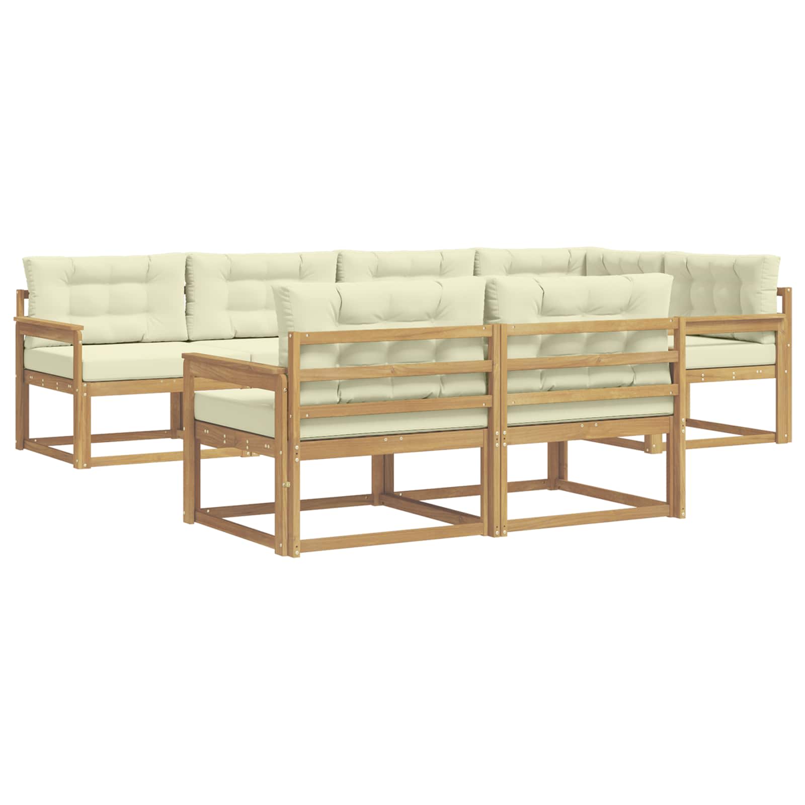 Set vanjskih sofa s jastukom 6 pcs Bijela i krem Poliester