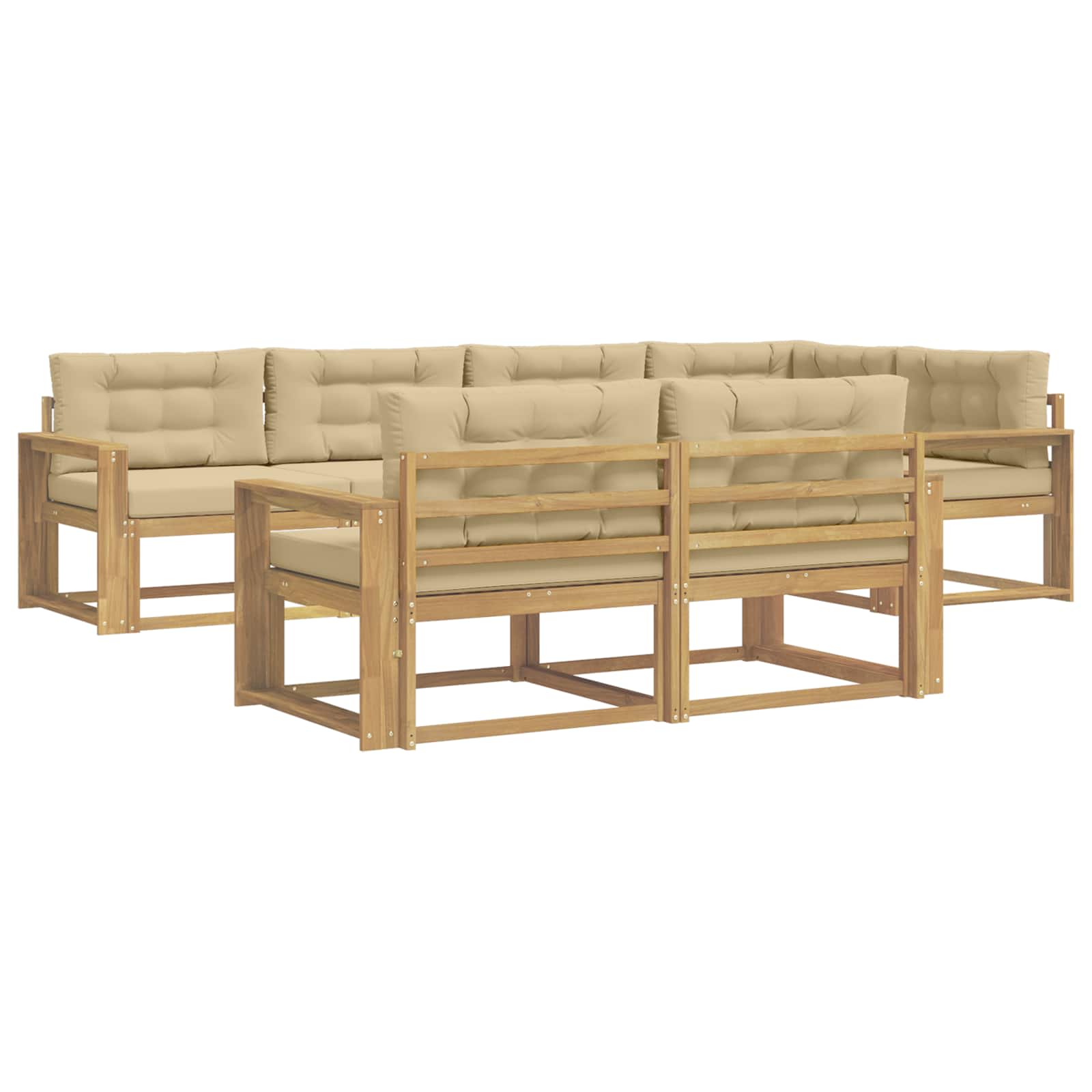 Set vanjskih sofa s jastukom 6 pcs Bijela i bež Poliester
