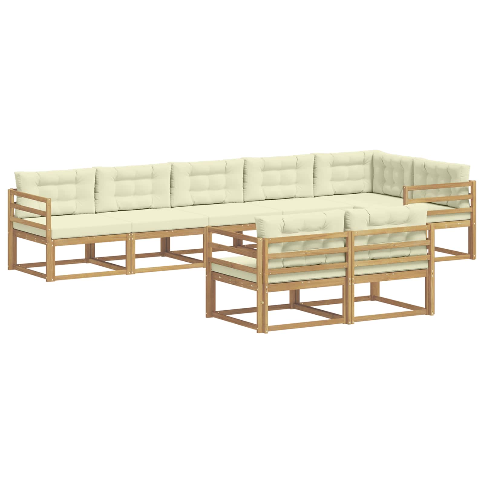 Set vanjskih sofa s jastukom 6 pcs Bijela i krem Poliester