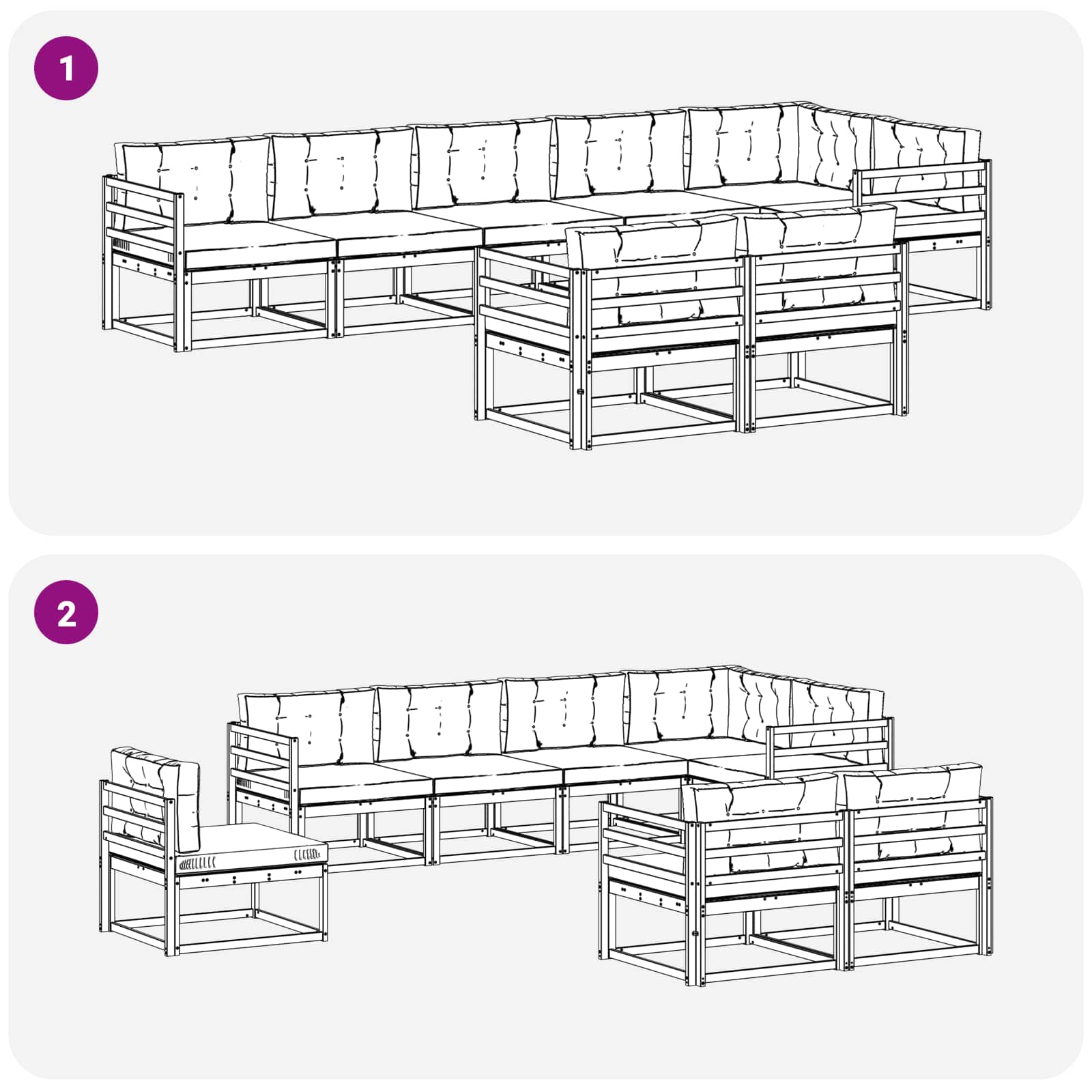 Set vanjskih sofa s jastukom 6 pcs Bijela i bež Poliester