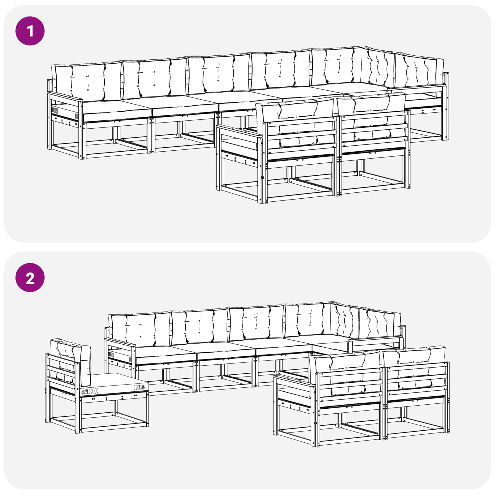 Set vanjskih sofa s jastukom 6 pcs Bijela i krem Poliester