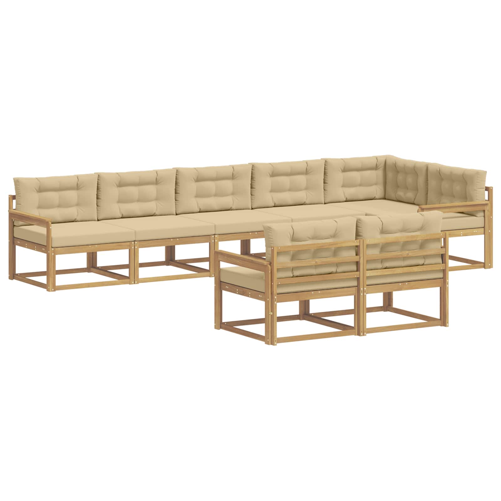 Set vanjskih sofa s jastukom 6 pcs Bijela i bež Poliester
