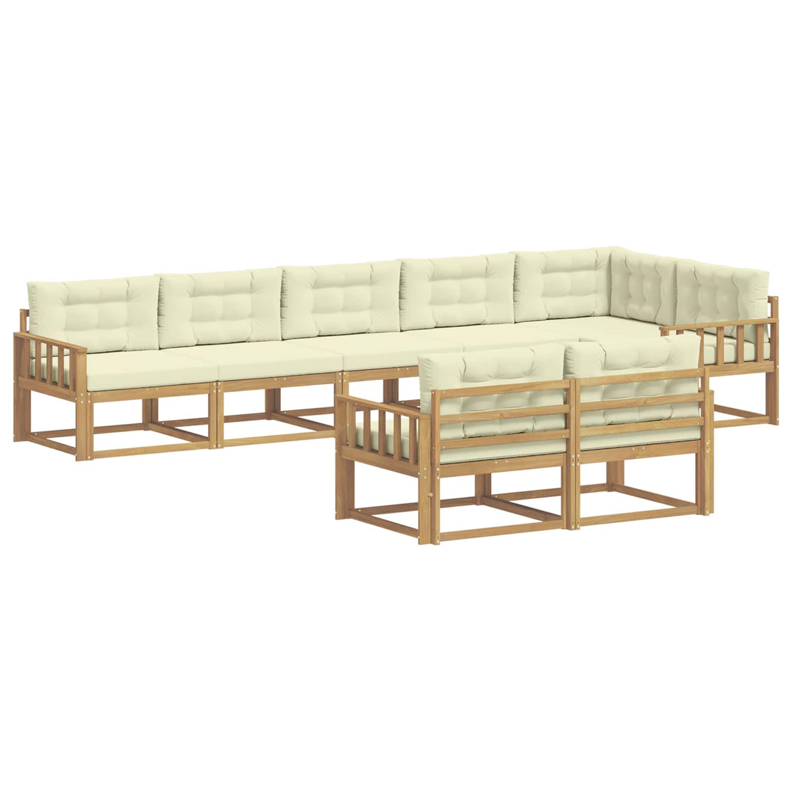 Set vanjskih sofa s jastukom 6 pcs Bijela i krem Poliester