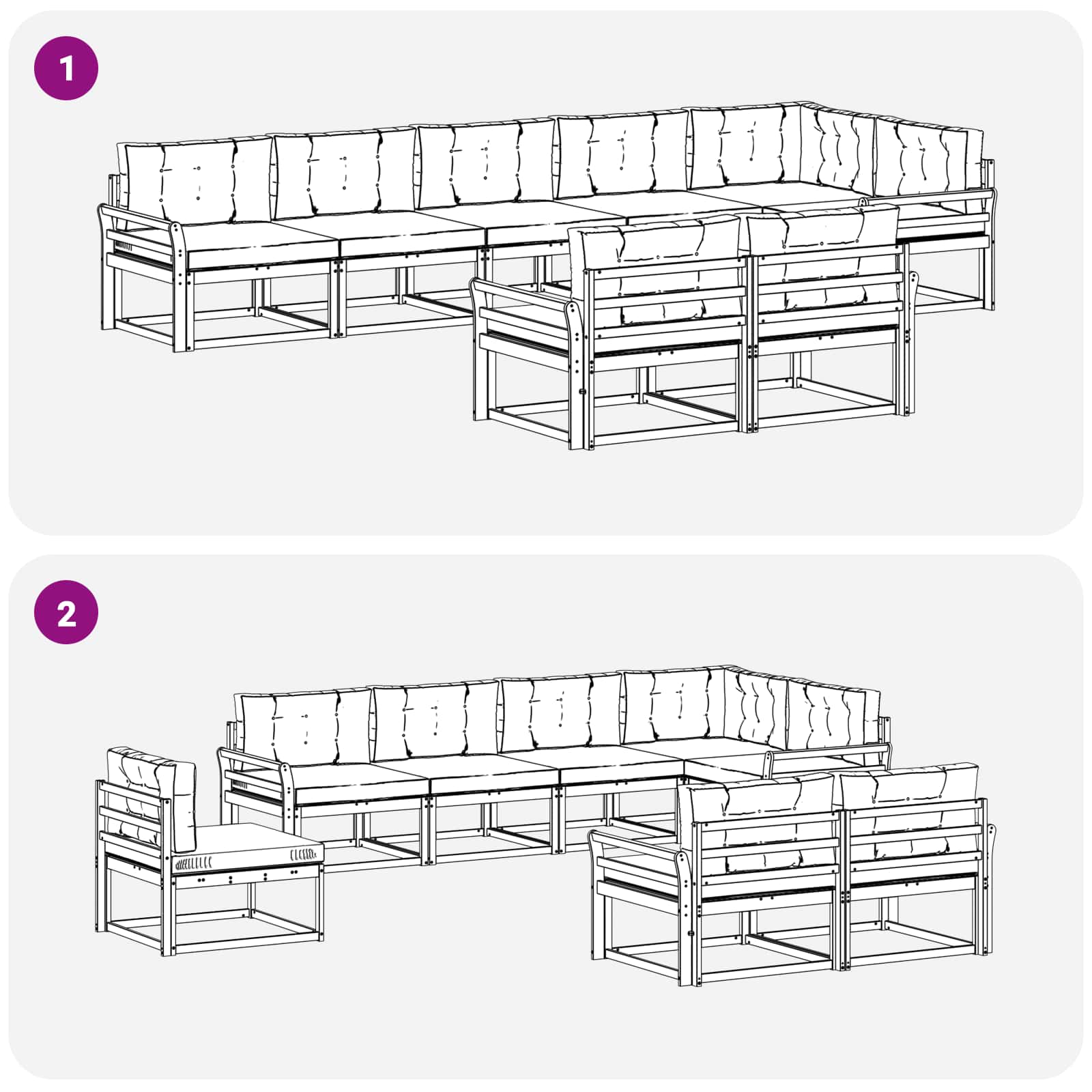 Set vanjskih sofa s jastukom 6 pcs Bijela i antracit Poliester
