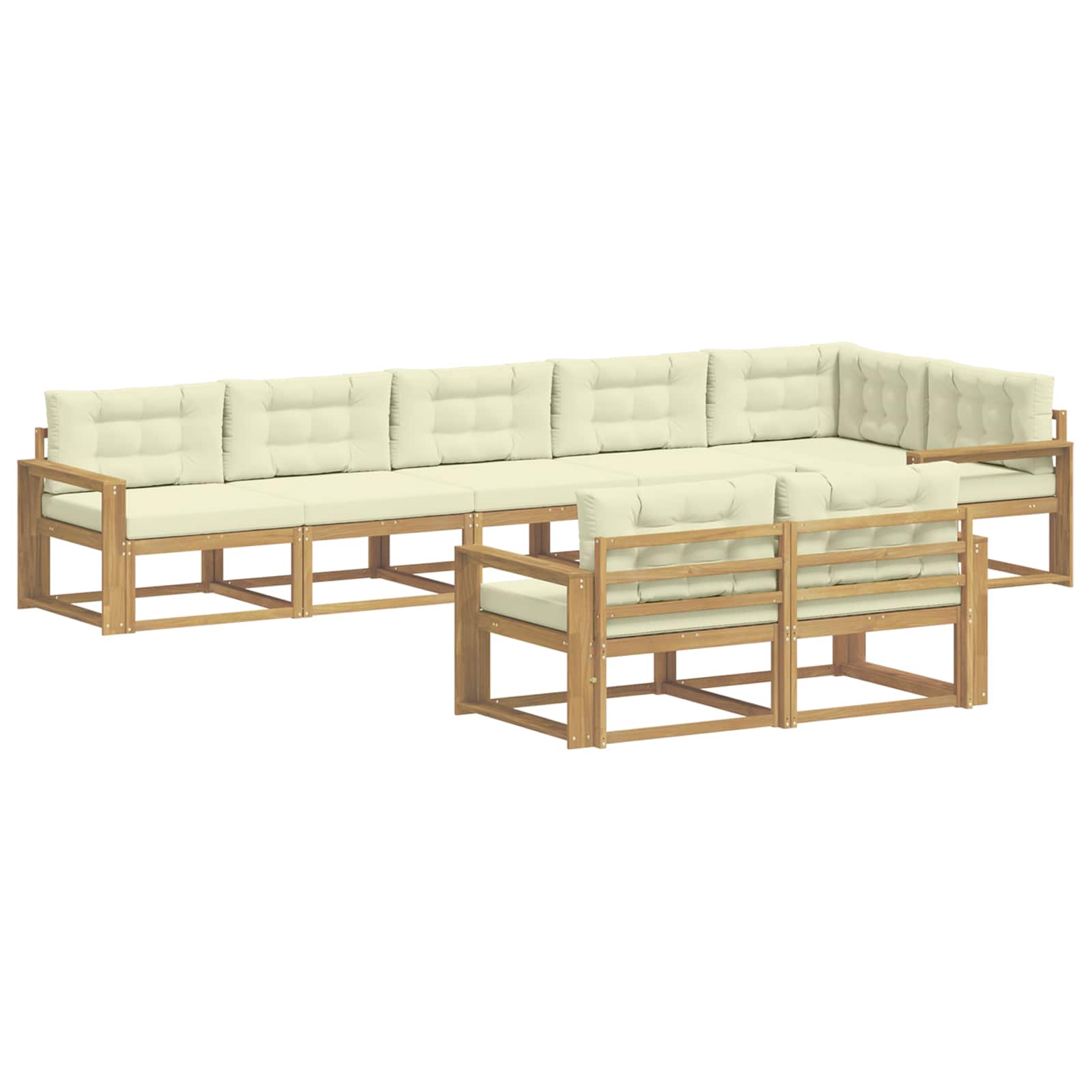Set vanjskih sofa s jastukom 6 pcs Bijela i krem Poliester