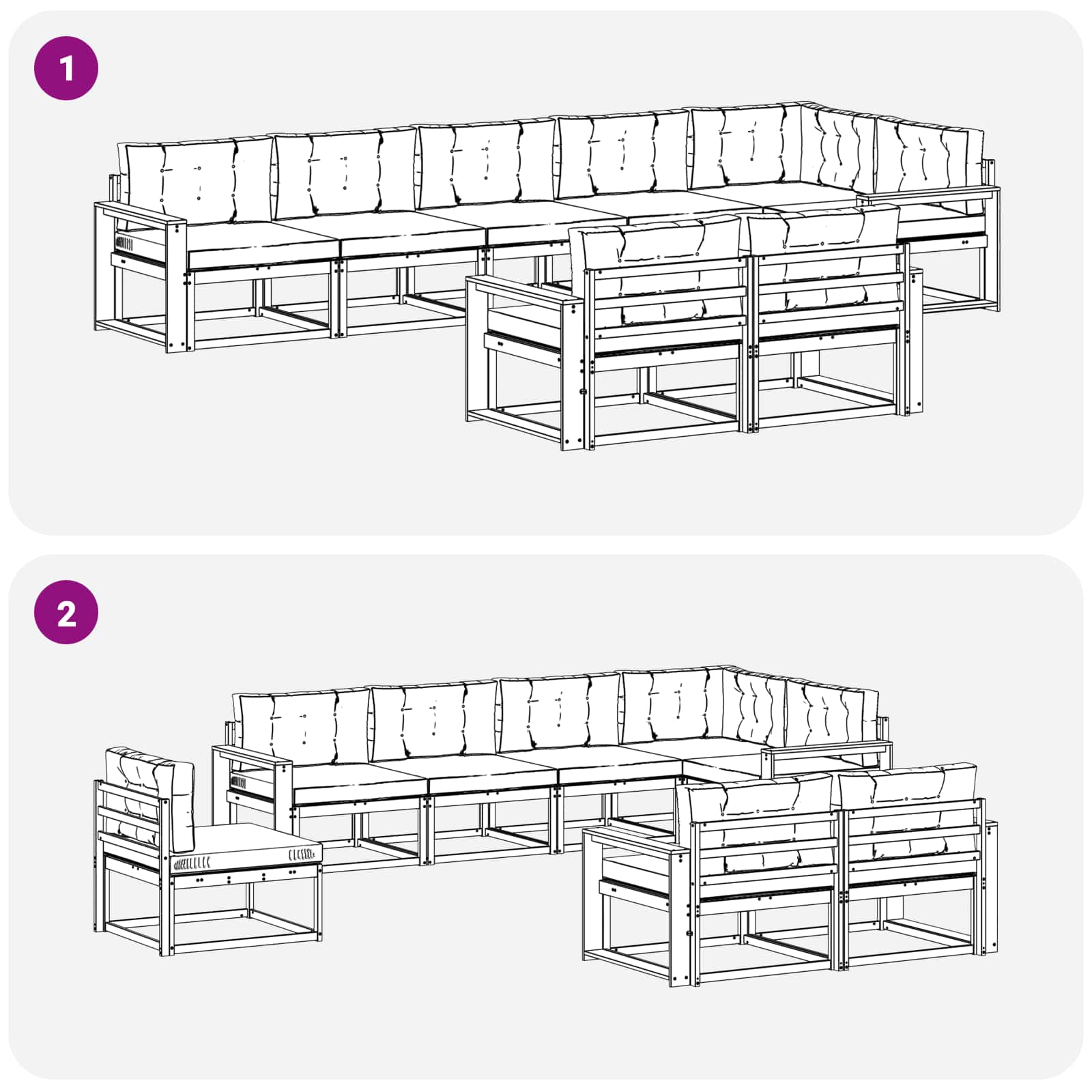 Set vanjskih sofa s jastukom 6 pcs Bijela i bež Poliester